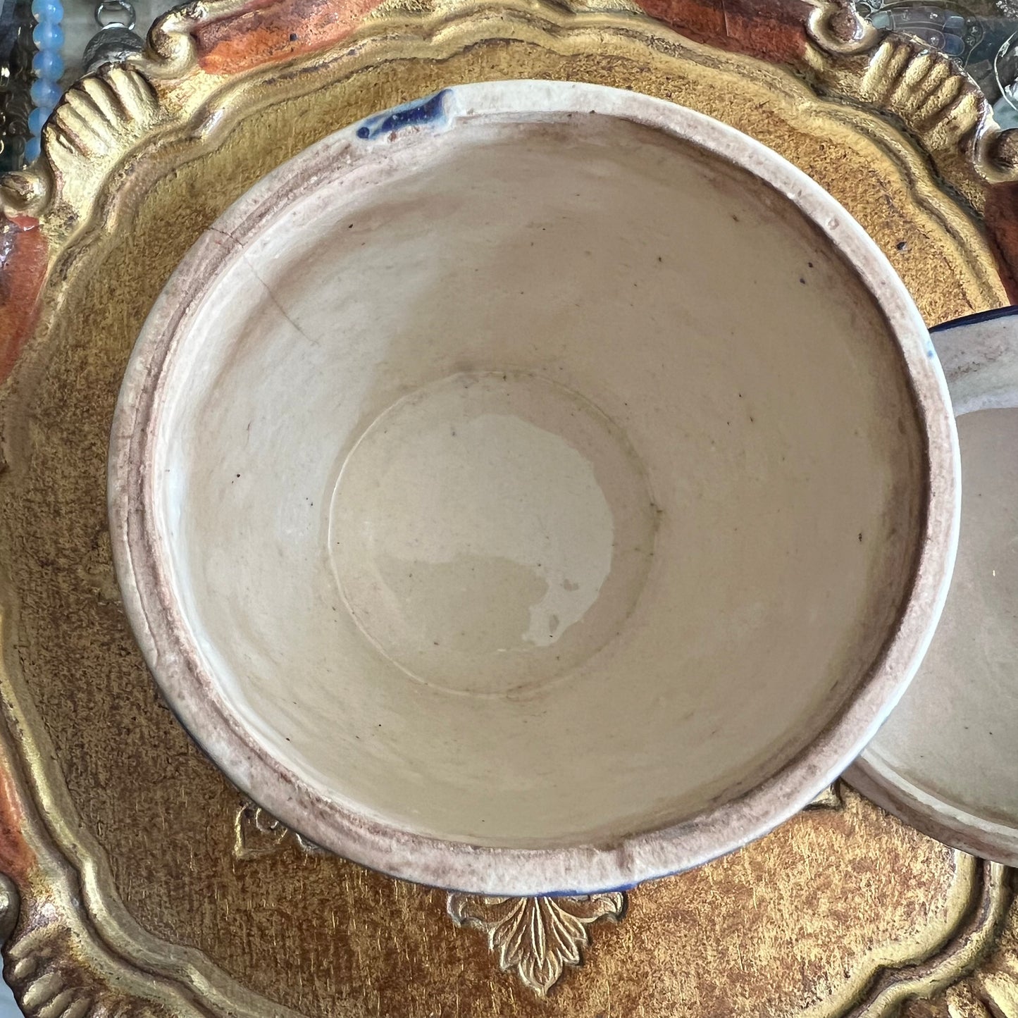 Vintage Majolica Style Glazed Pottery Jam Pot