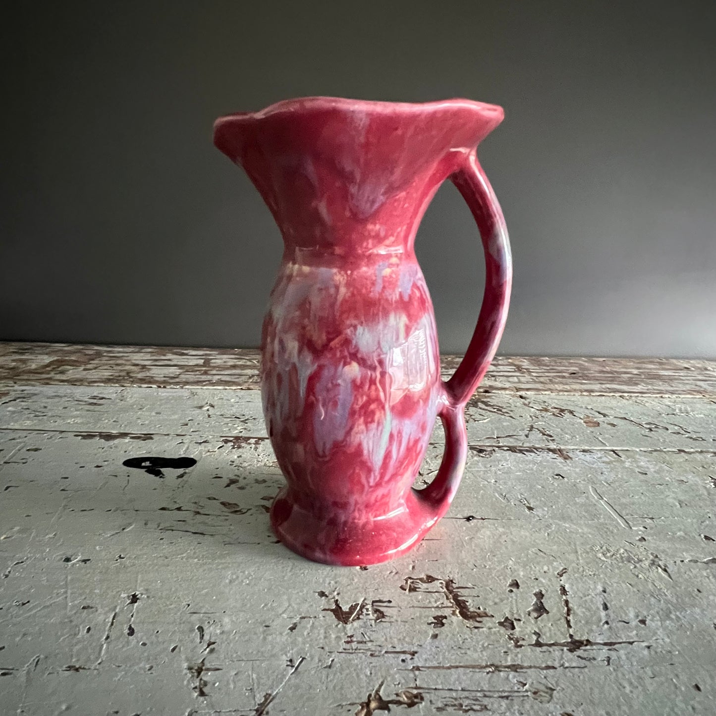 Vintage Drip Glaze Pottery Jug c1940s