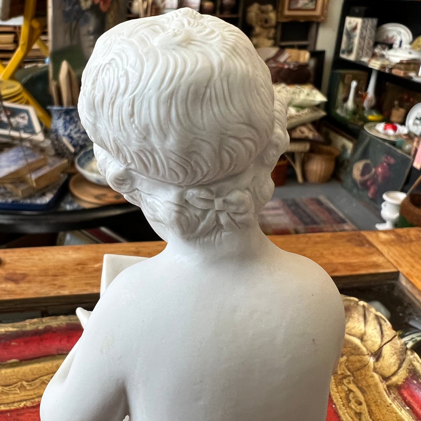 Vintage Parian Ware Seated Child Reading Statue Made in France