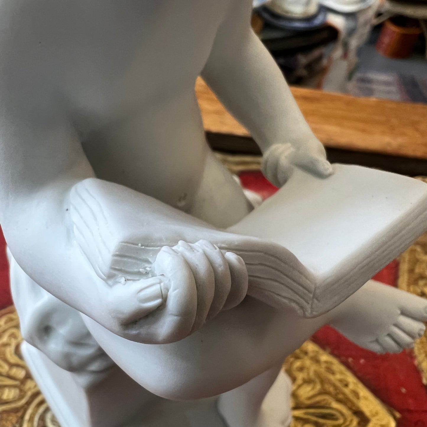 Vintage Parian Ware Seated Child Reading Statue Made in France