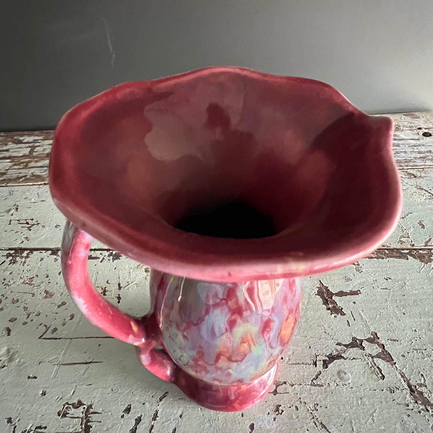 Vintage Drip Glaze Pottery Jug c1940s