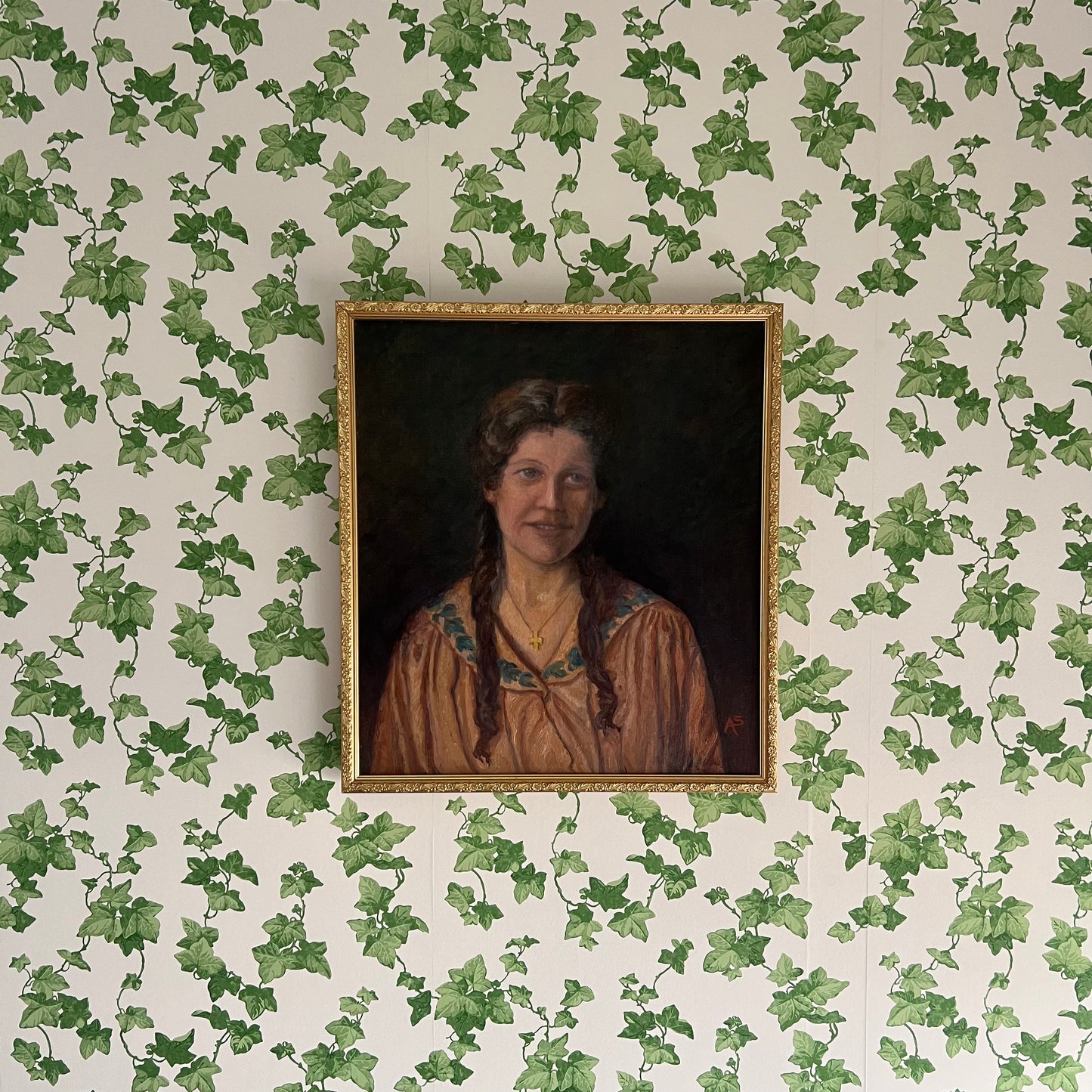 Vintage Oil Painting Portrait of a Girl with Plaits