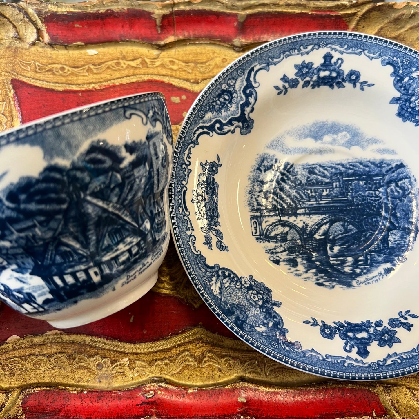 Breakfast Cup and Saucer Johnson Bros England Classic Blue and White ๐