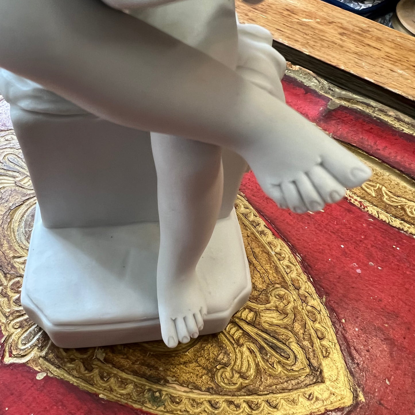 Vintage Parian Ware Seated Child Reading Statue Made in France