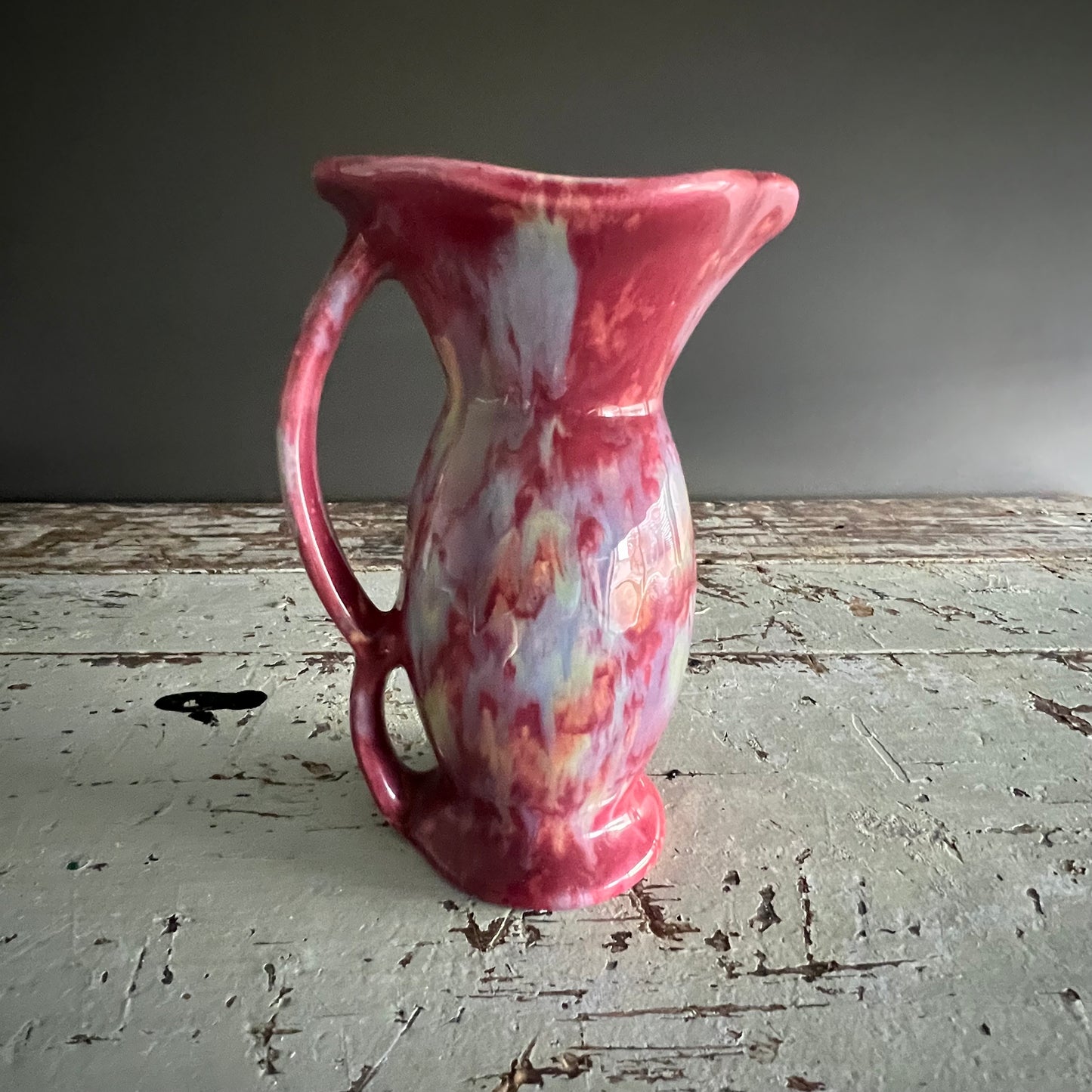 Vintage Drip Glaze Pottery Jug c1940s