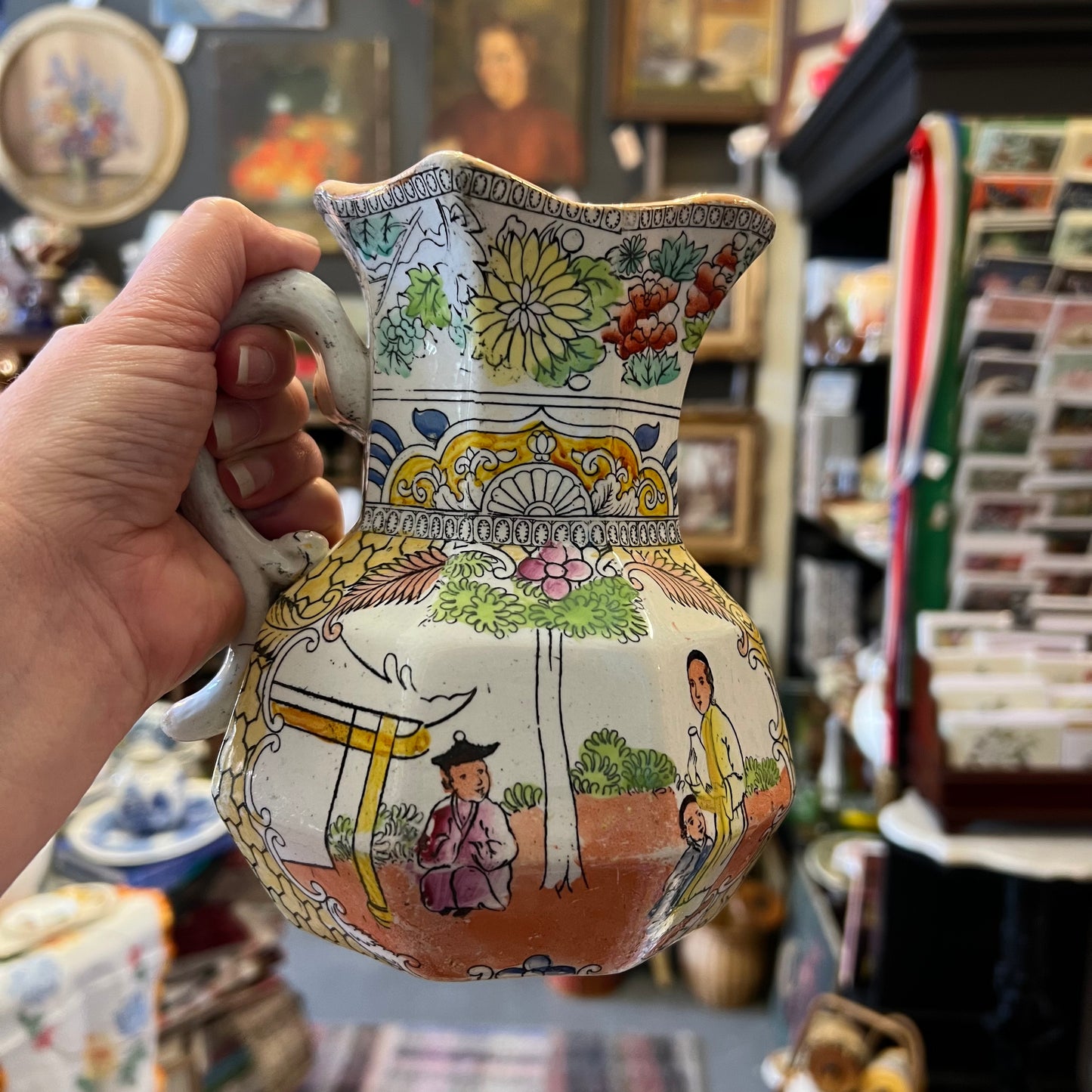 Antique Mason’s Ironstone Octagonal Hydra Jug Conversation Pattern c1830