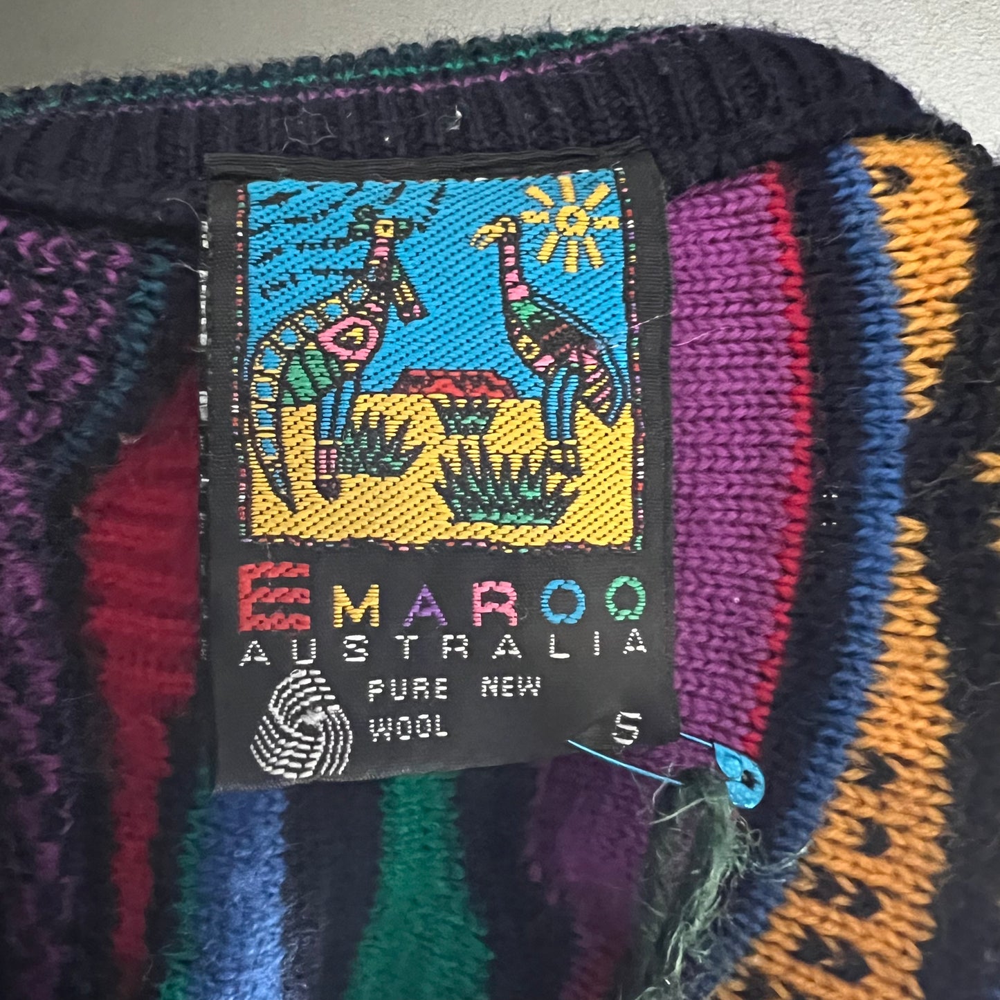 Vintage Colourful Wool Knit Cardigan by Emaroo S