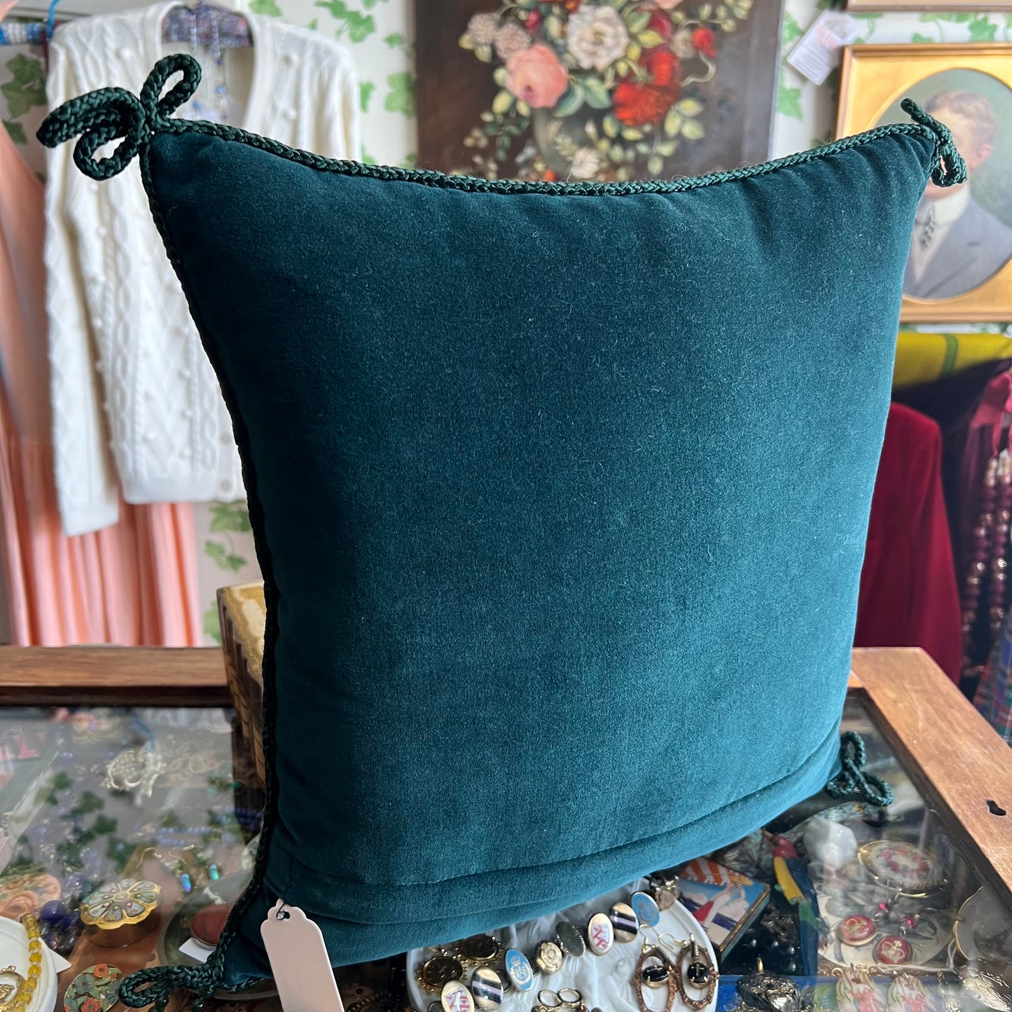 Stunning Roses & Blooms Needlepoint Wool Tapestry & Velvet Cushion