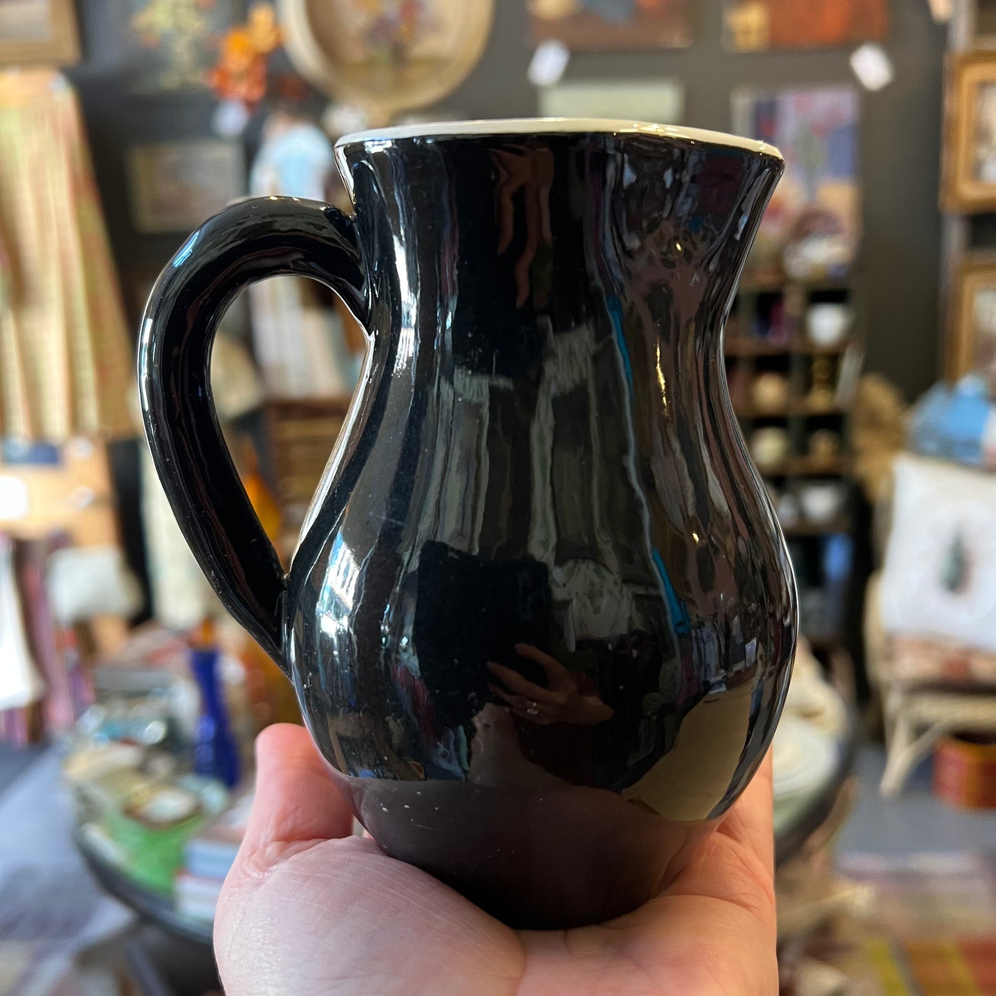 Rare Black & Blue Guy Boyd Pottery Milk Jug Creamer