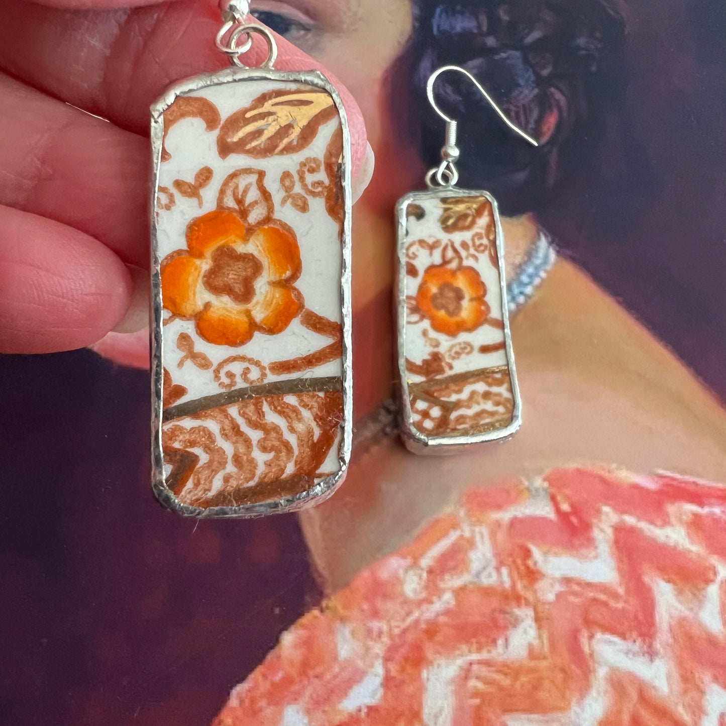 Vintage China Earrings Royal Cameron by Meakin