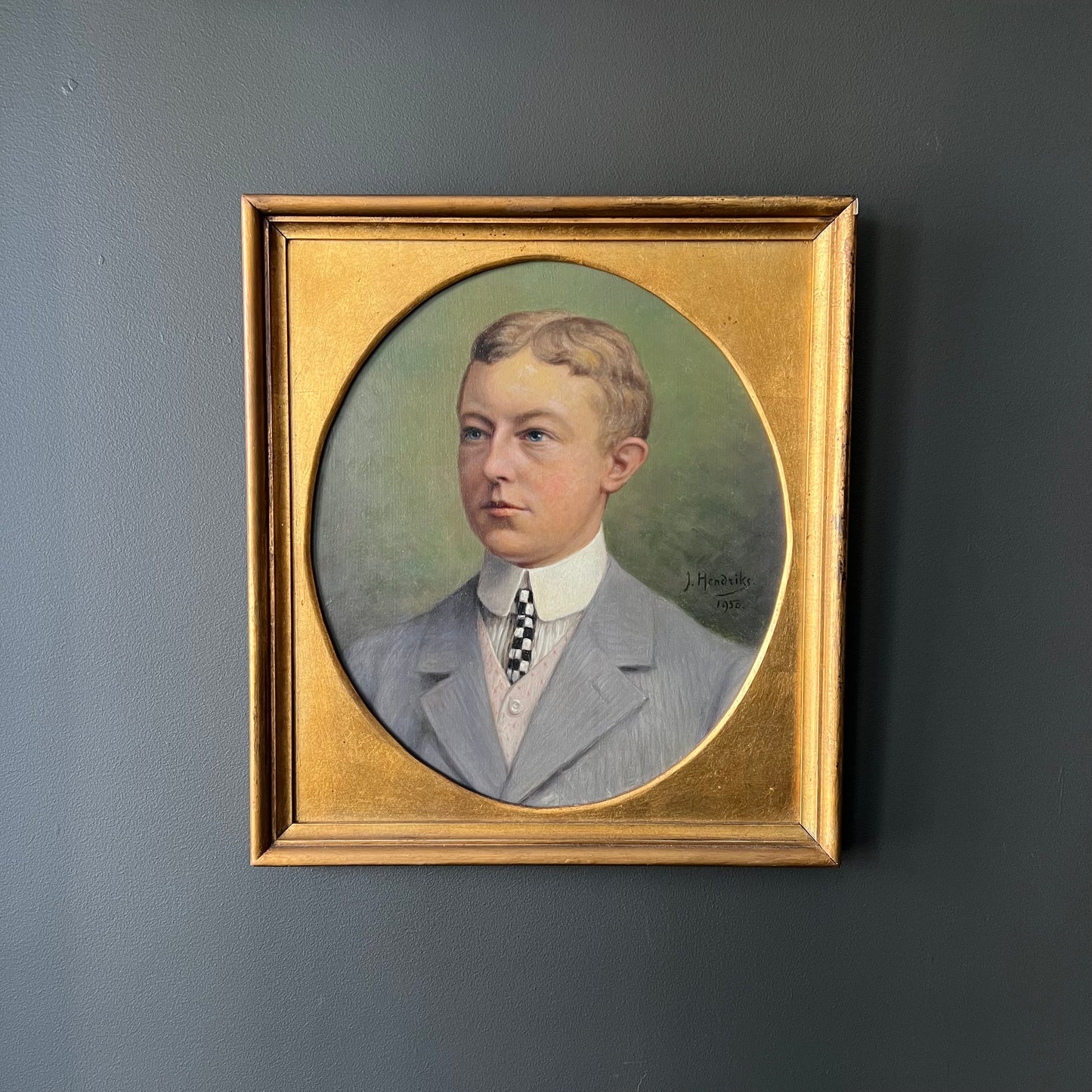 Vintage Dutch Oil Painting Portrait of a Young Gentleman