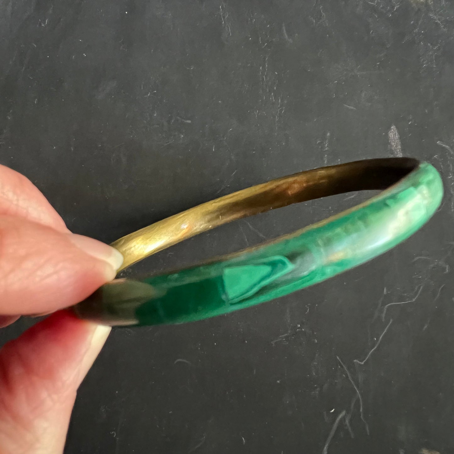Vintage Malachite & Brass Bangle