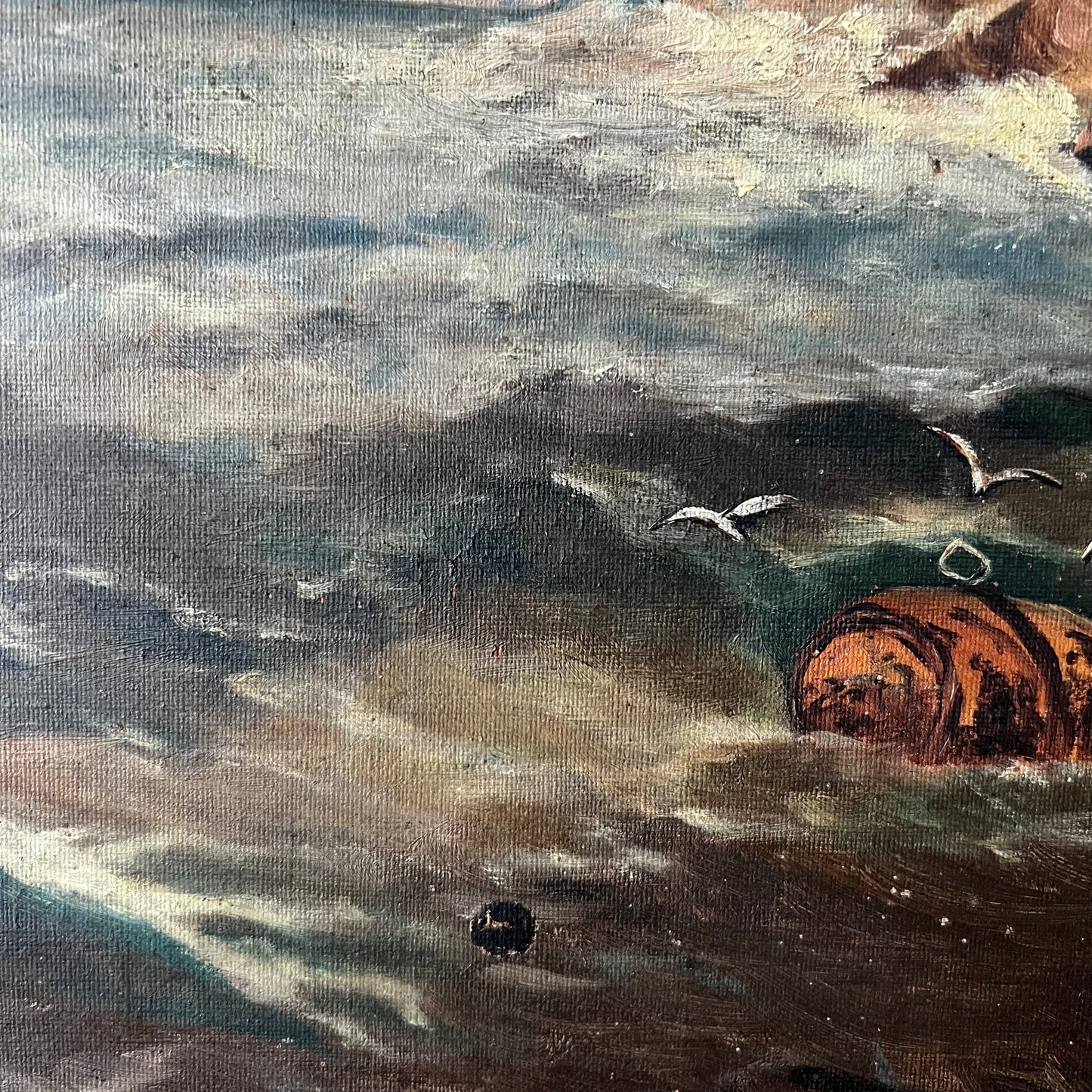 Antique Oil Painting European Seascape 1800s