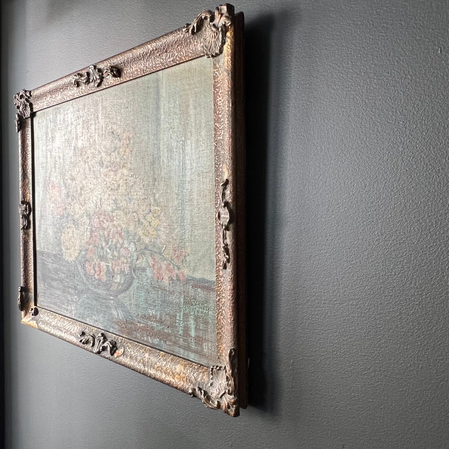 Antique Oil Painting Snapdragons & Blooms