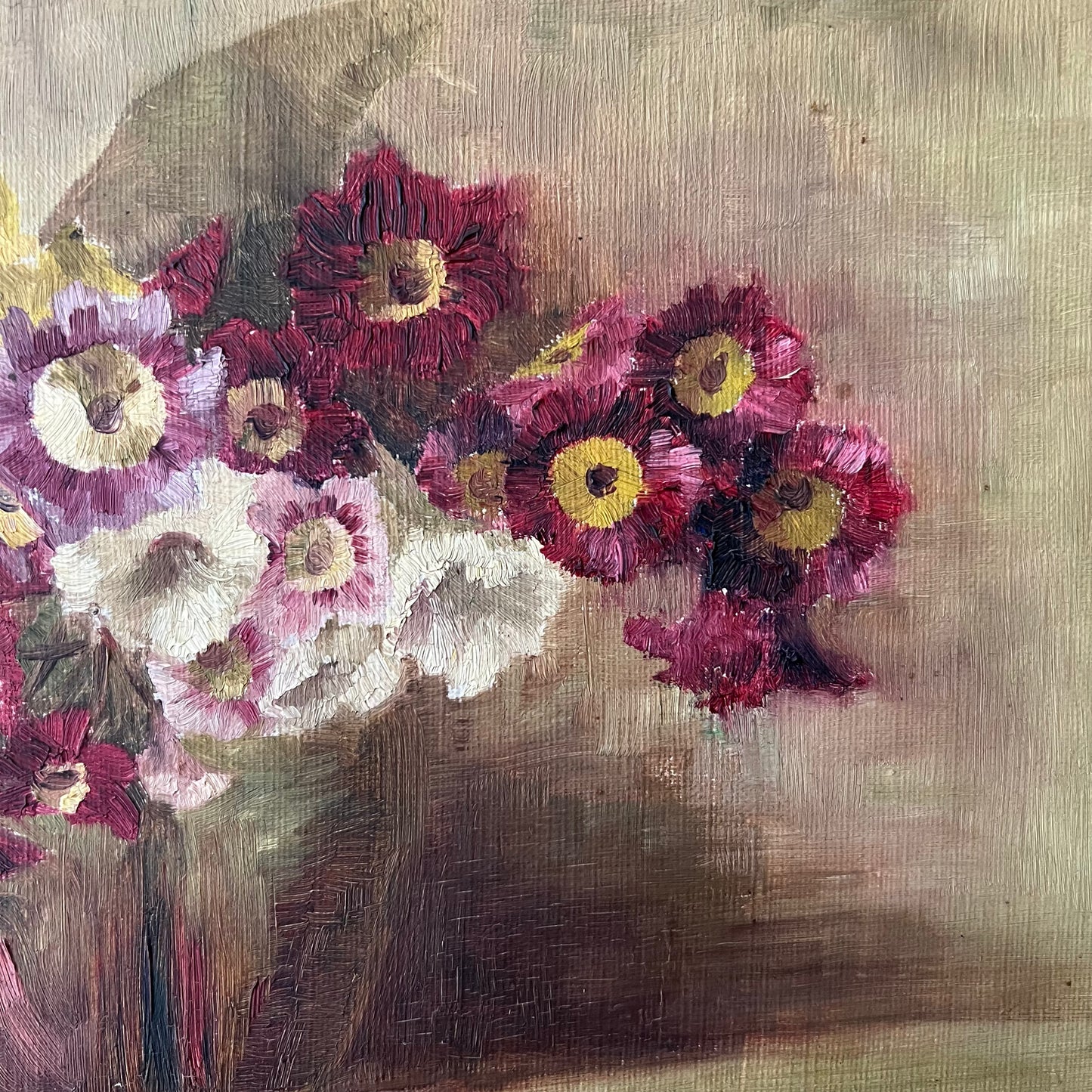 Antique Oil Painting Pretty Petals