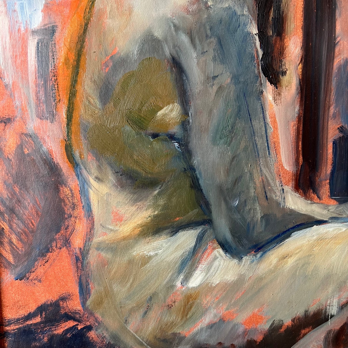 Vintage Painting Striking Abstract Nude