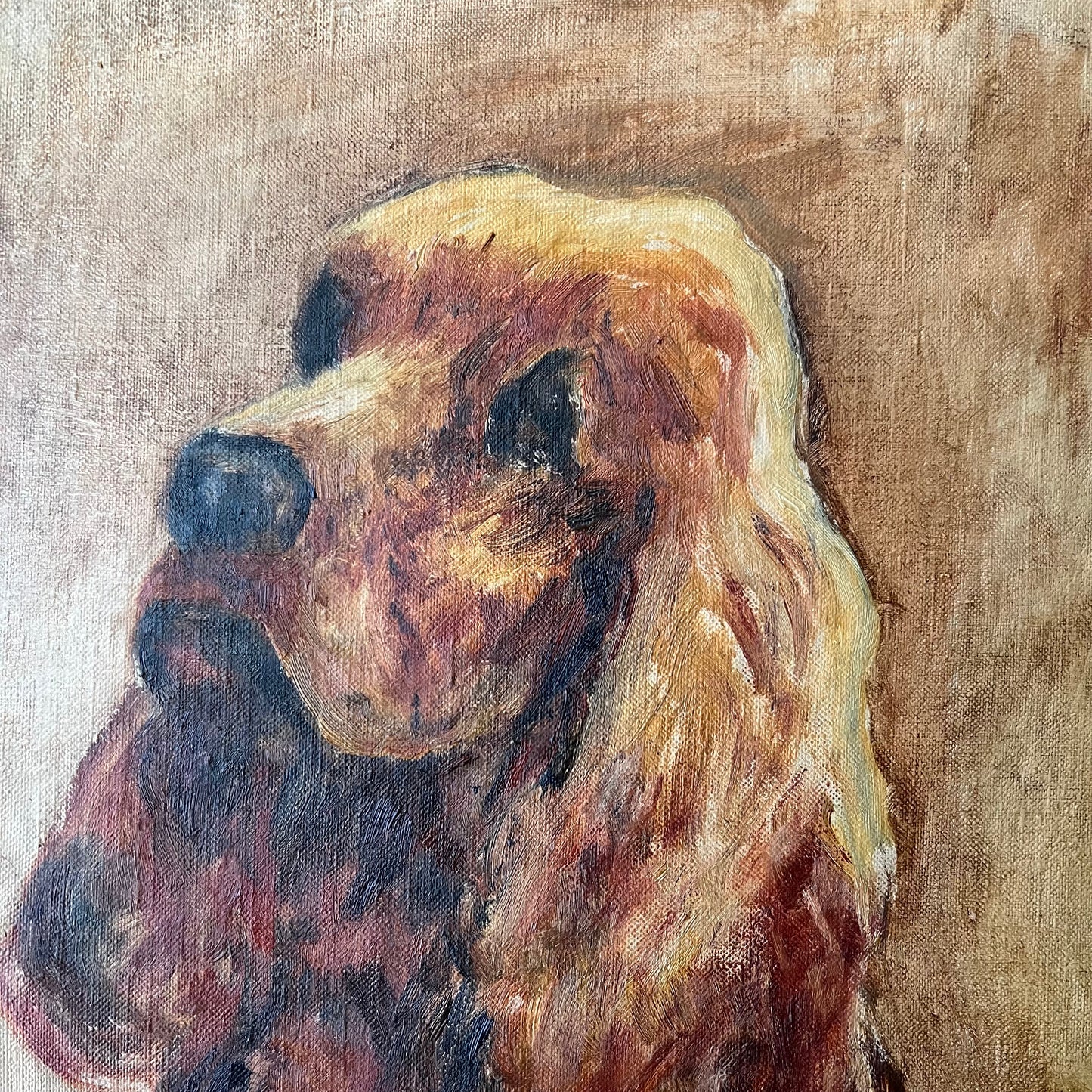 Vintage Oil Painting Pawtrait of a Lovely Cocker Spaniel