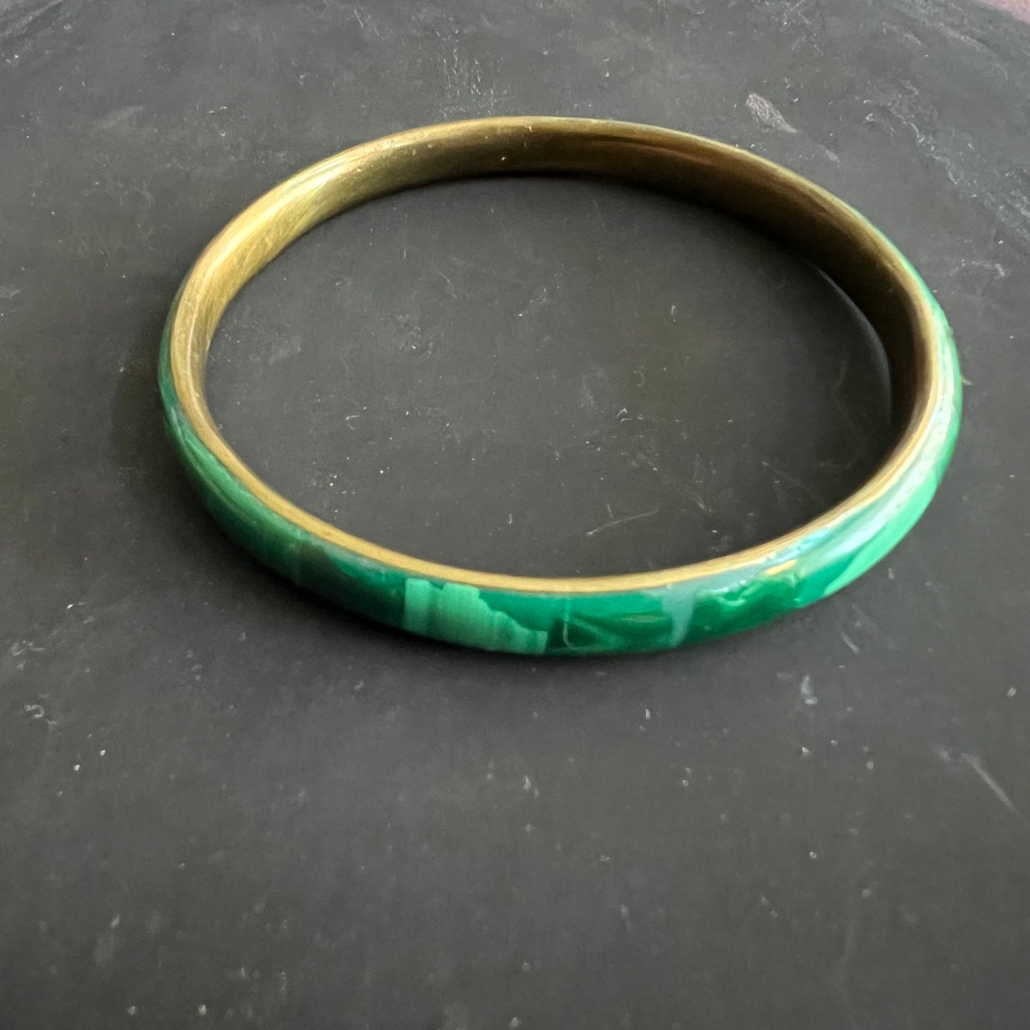 Vintage Malachite & Brass Bangle
