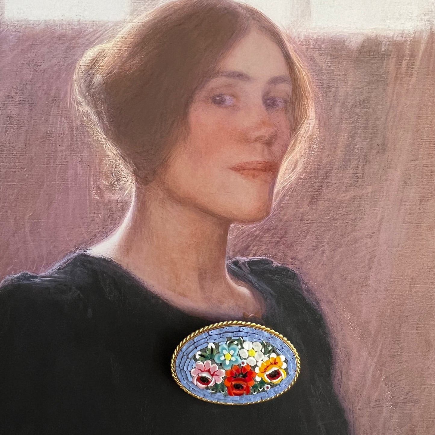 Vintage Micro Mosaic Brooch Daisy & Rose