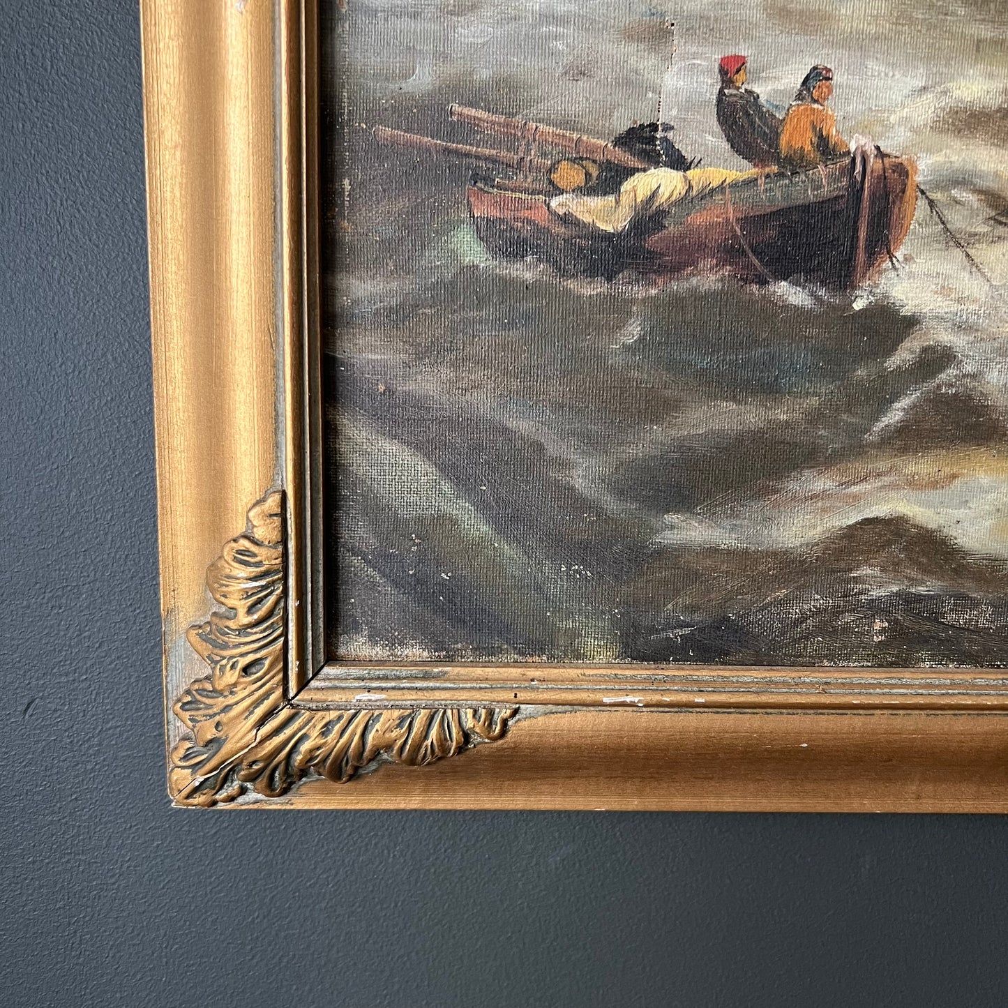 Antique Oil Painting European Seascape 1800s