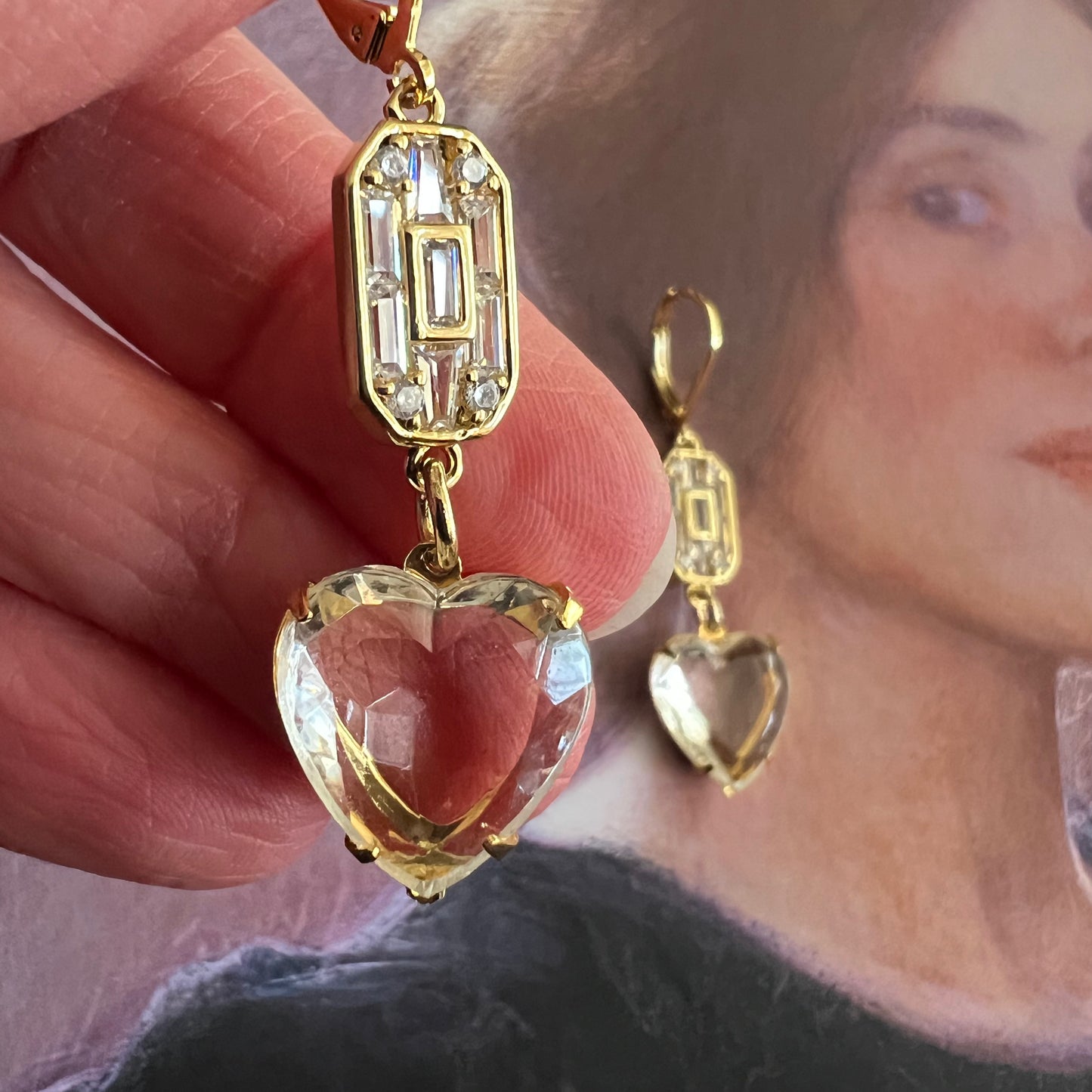 Vintage Crystal Heart Earrings