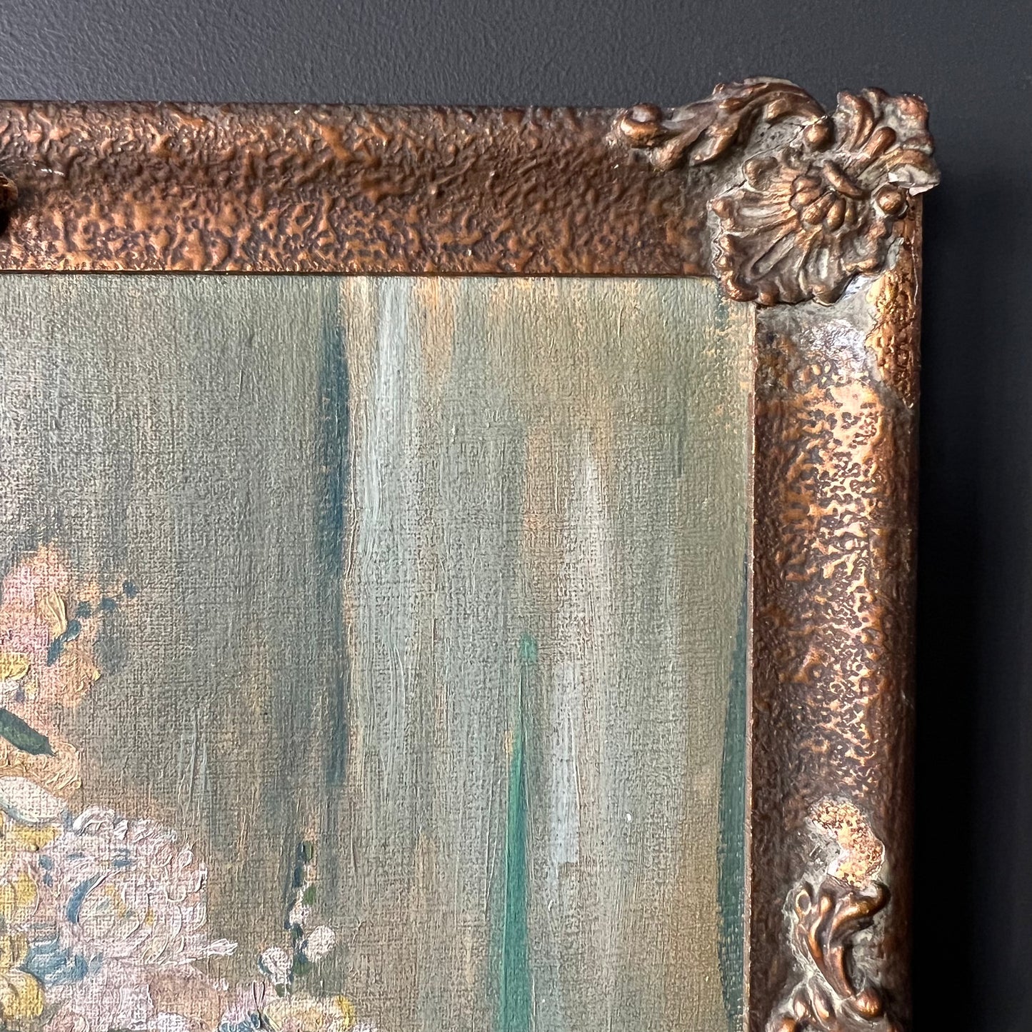 Antique Oil Painting Snapdragons & Blooms