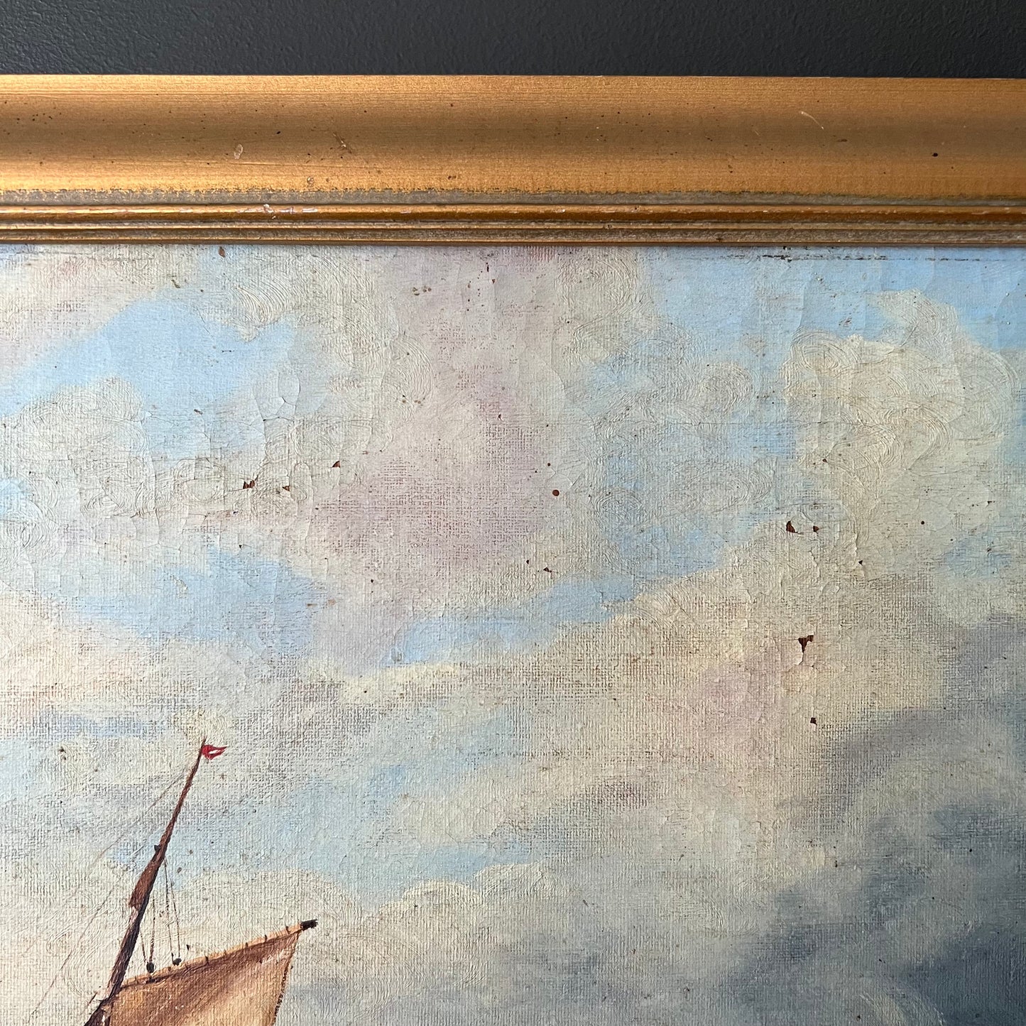 Antique Oil Painting European Seascape 1800s