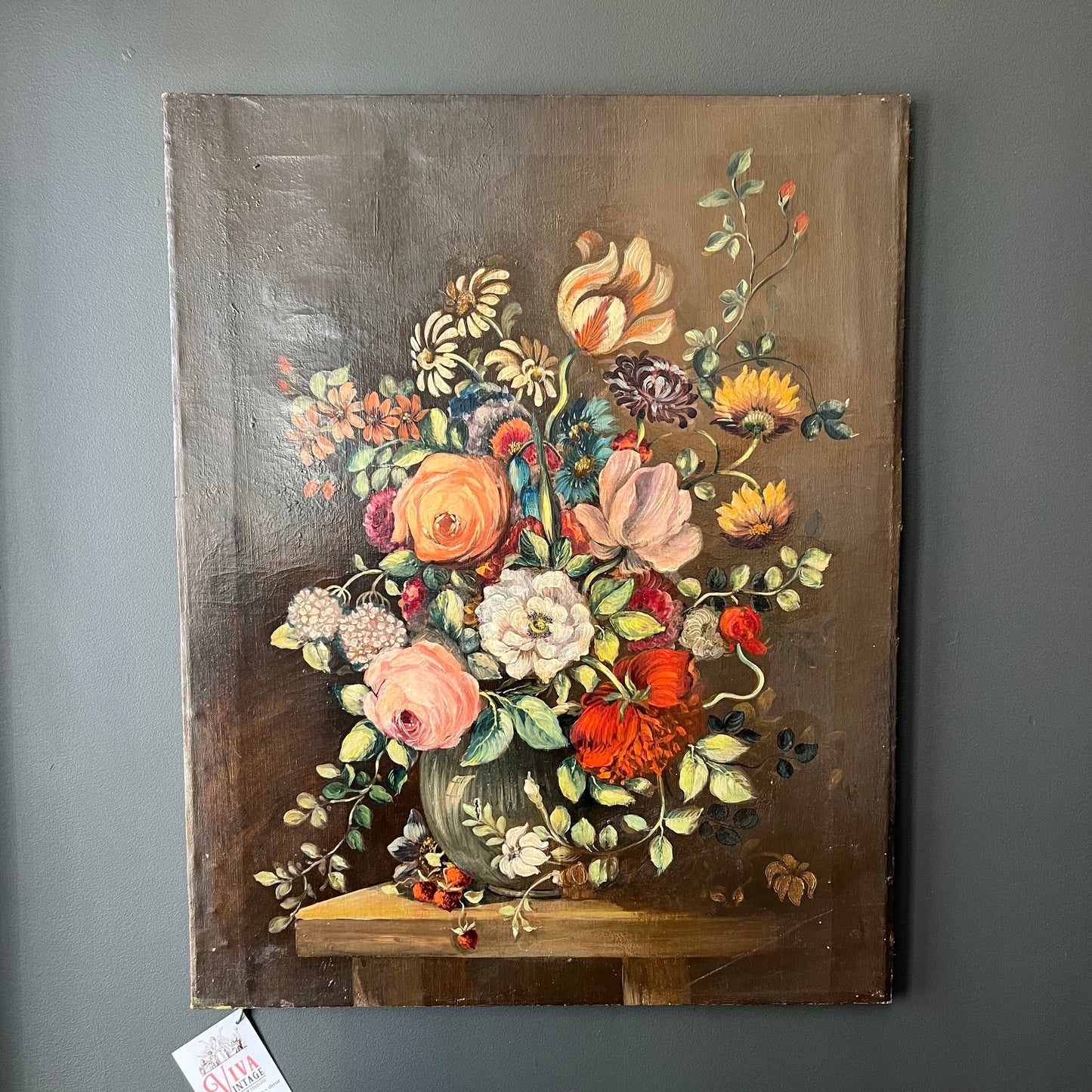 Antique Dutch Oil Painting Divine Blooms