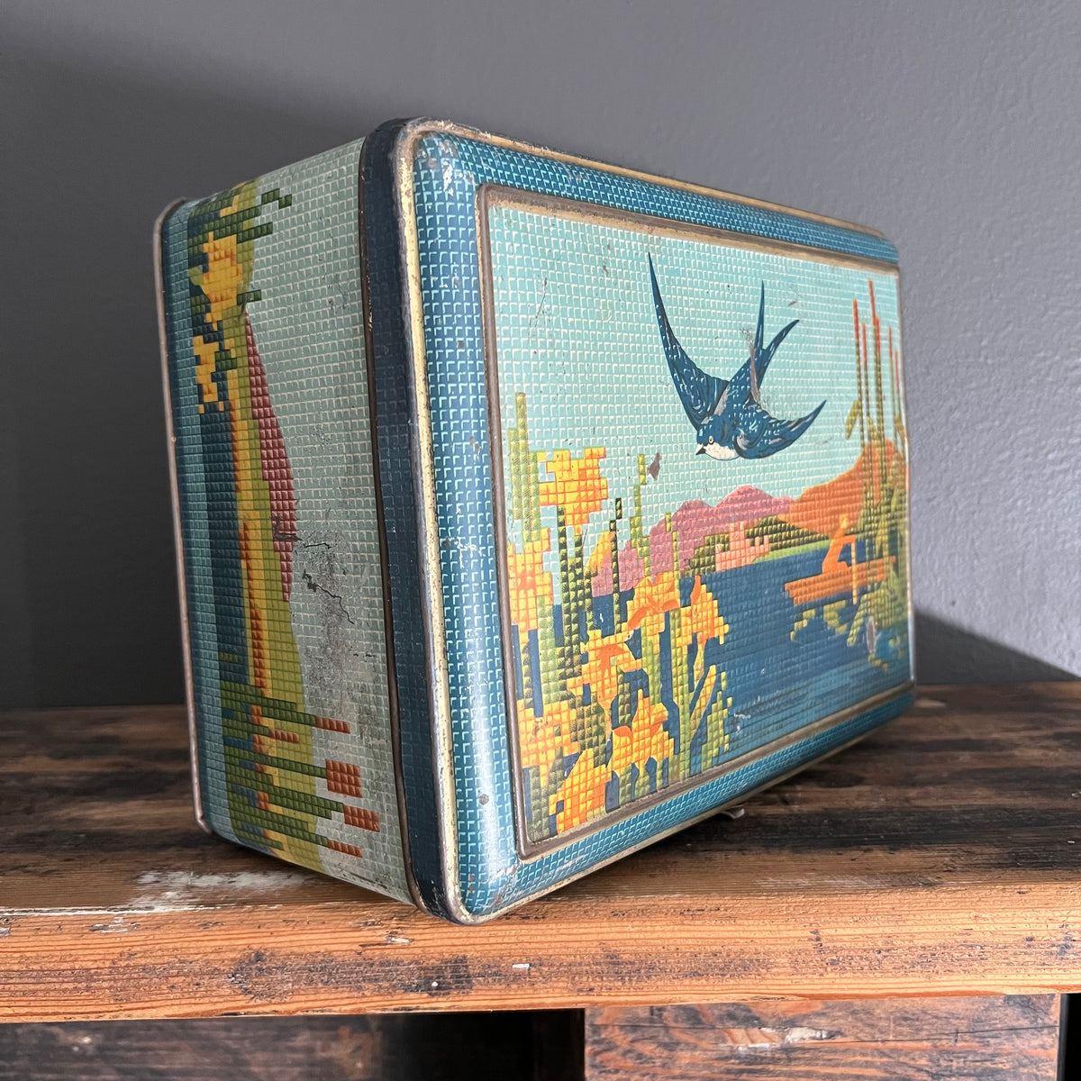 Vintage Large Bluebird Toffees and Chocolates Tin Harry Vincent Ltd England