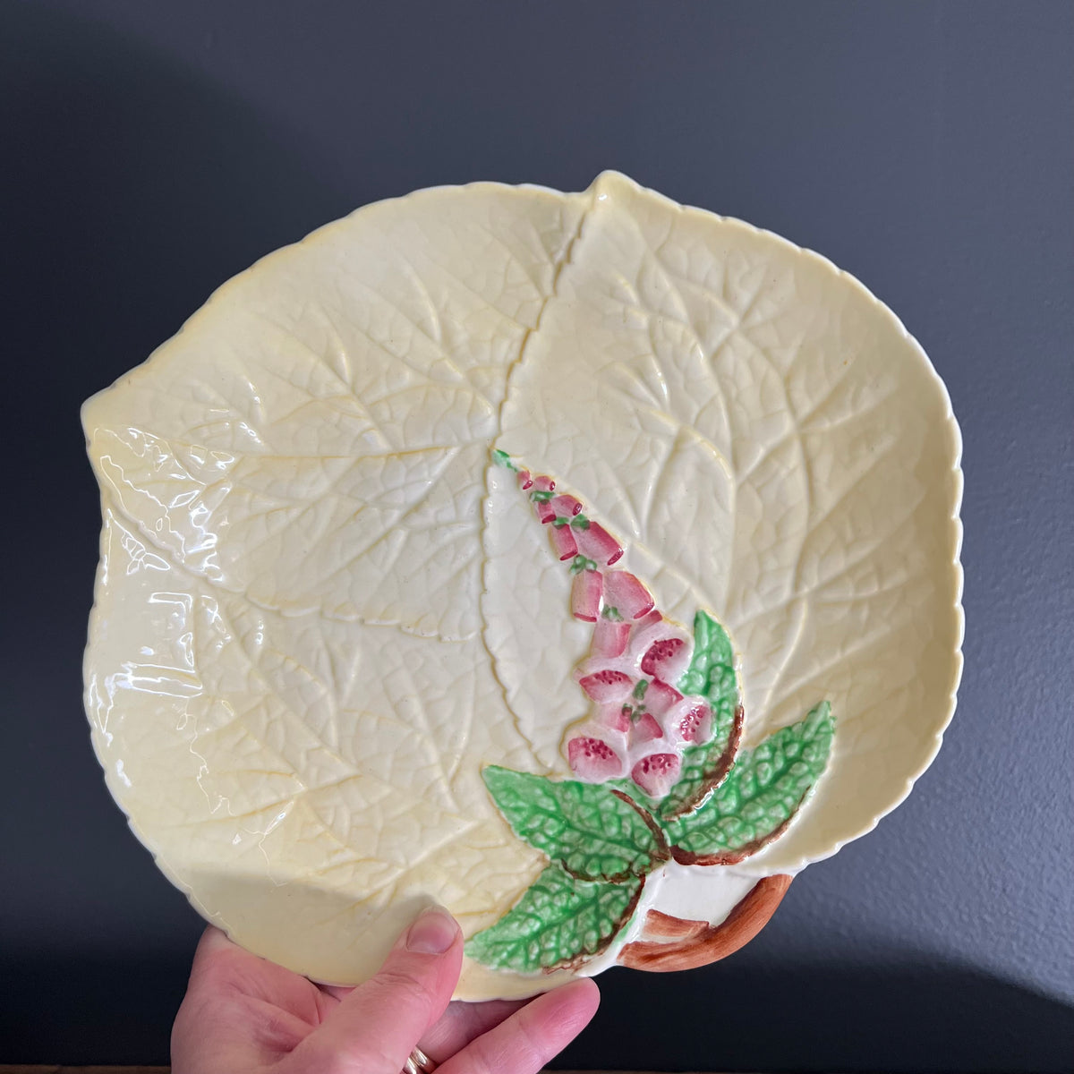 Vintage Carlton Ware Cabbage Leaf and Foxglove Flower Dish