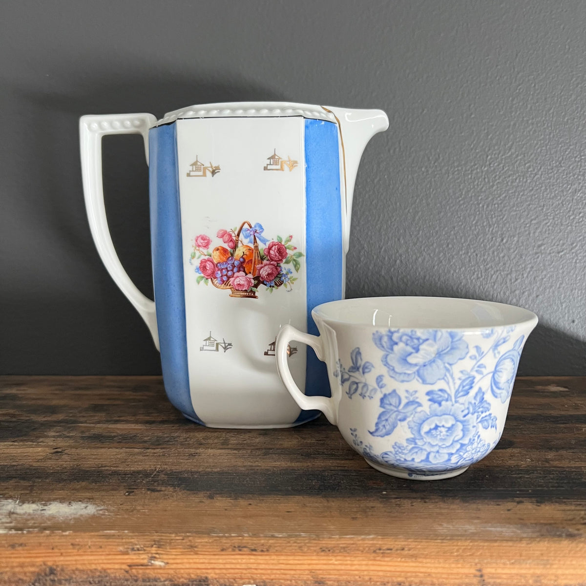 Vintage Burleigh Blue and White Teacup by Harrods Rare