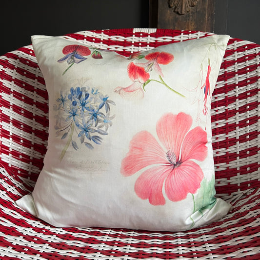 Summer Blooms Cushion Cover~ Sweetpea, Agapanthus, Fuchsia and Geranium