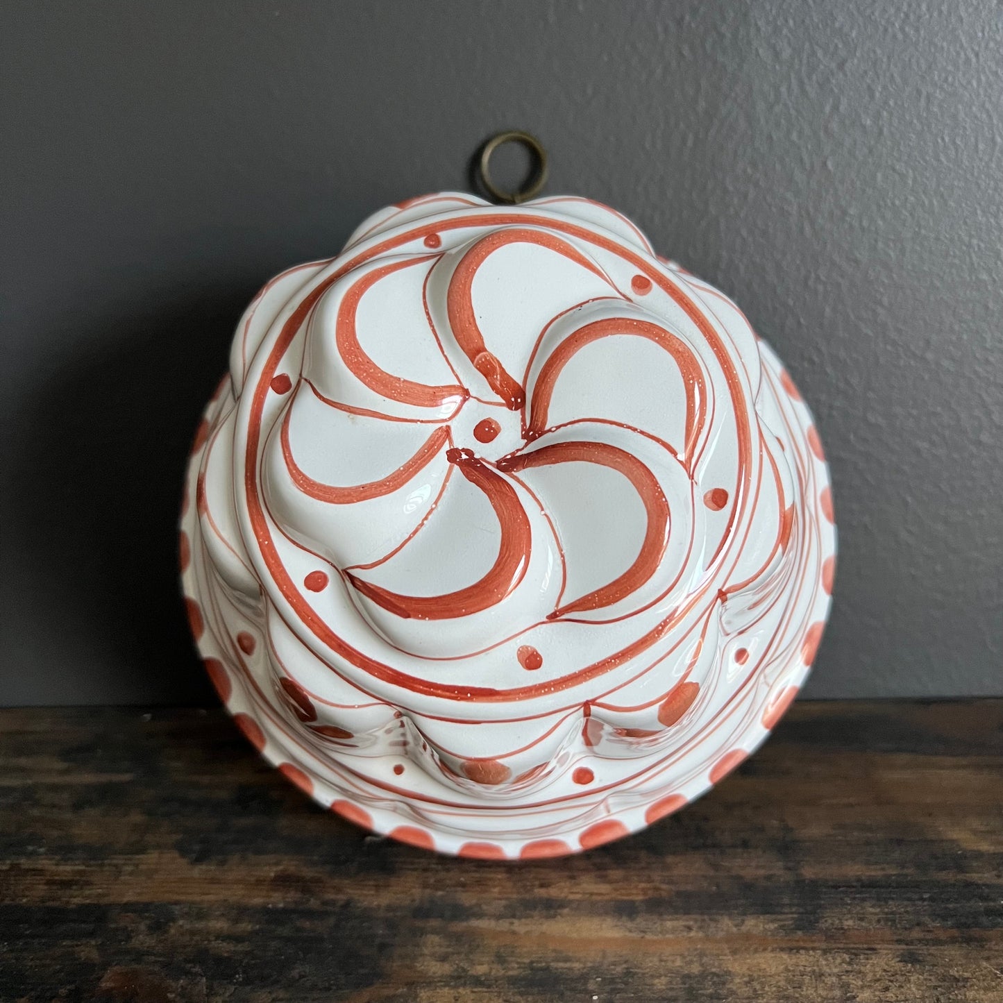 Vintage Ceramic Hand Painted Jelly Dessert Mould Made by Bassano Italy