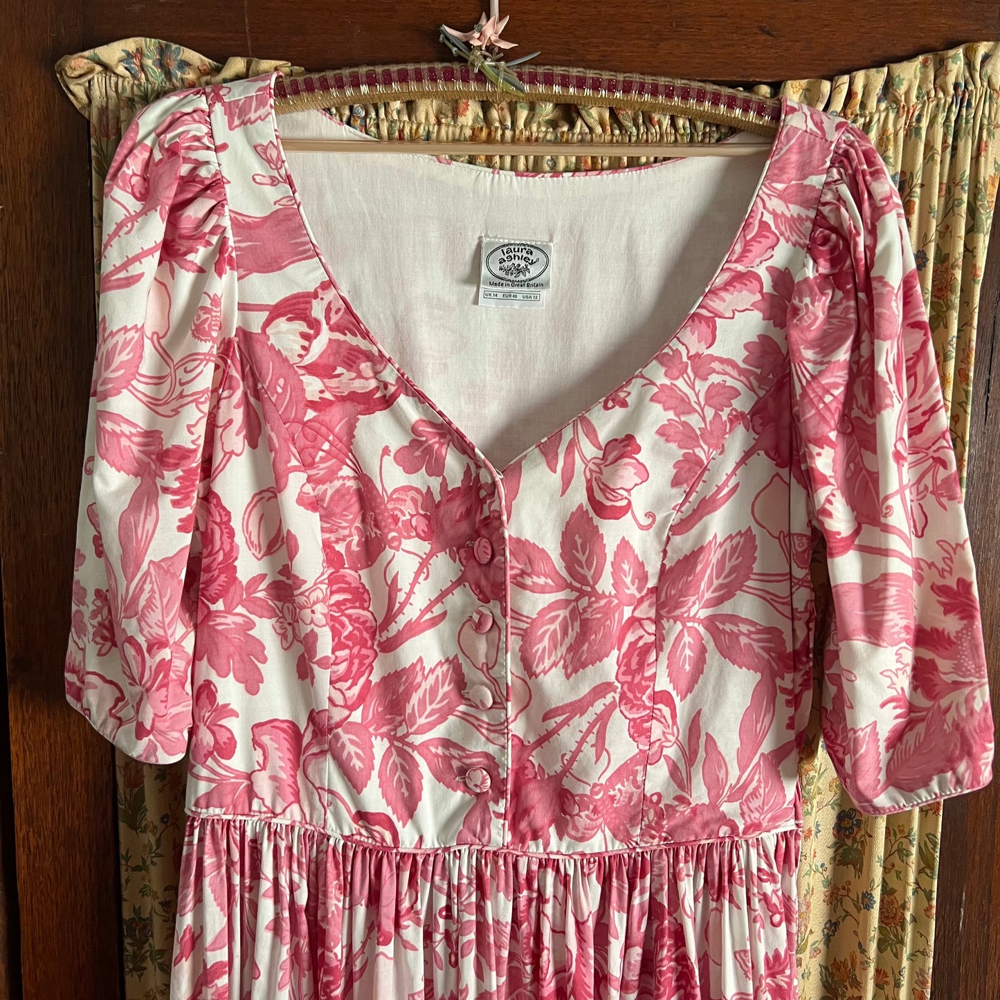 Vintage Laura Ashley Long Dress Birds, Blooms & Butterflies Size 10/12