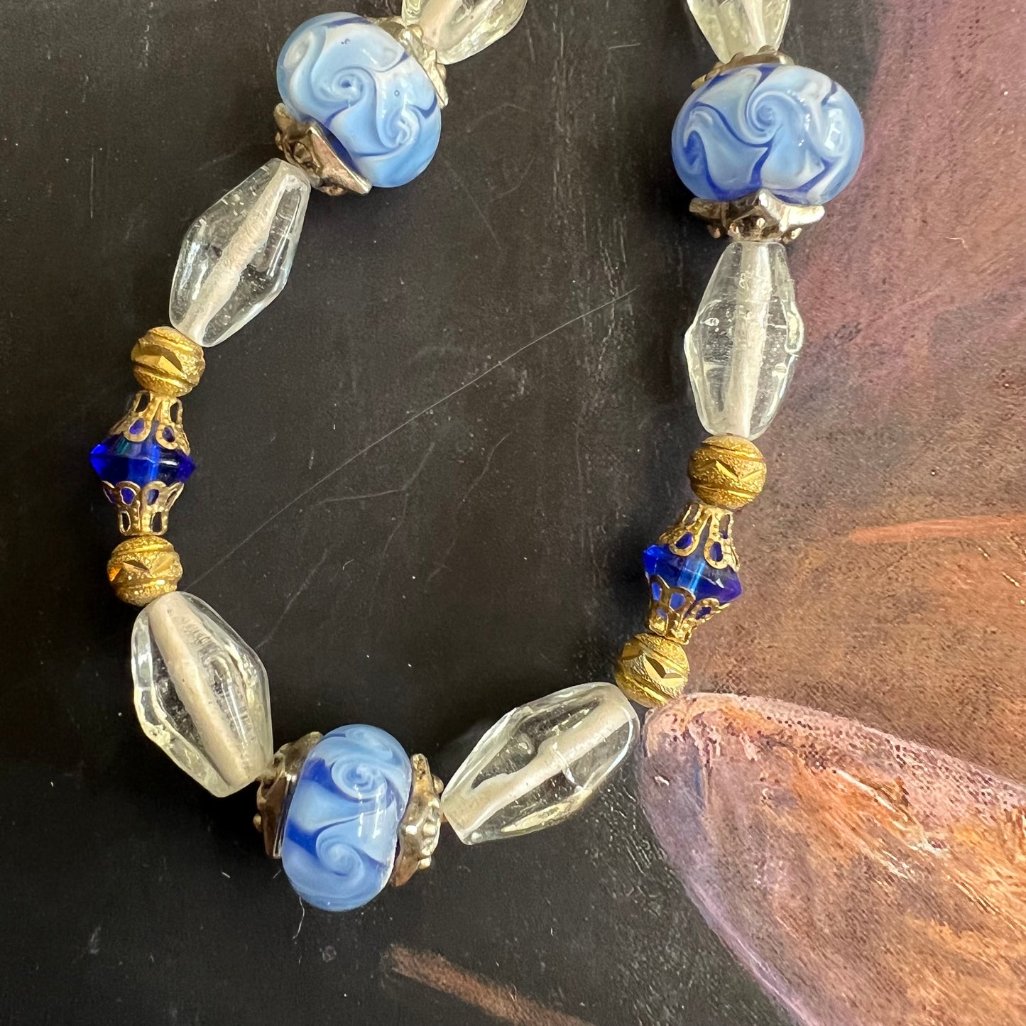 Vintage Glass Beads Hues of Blue