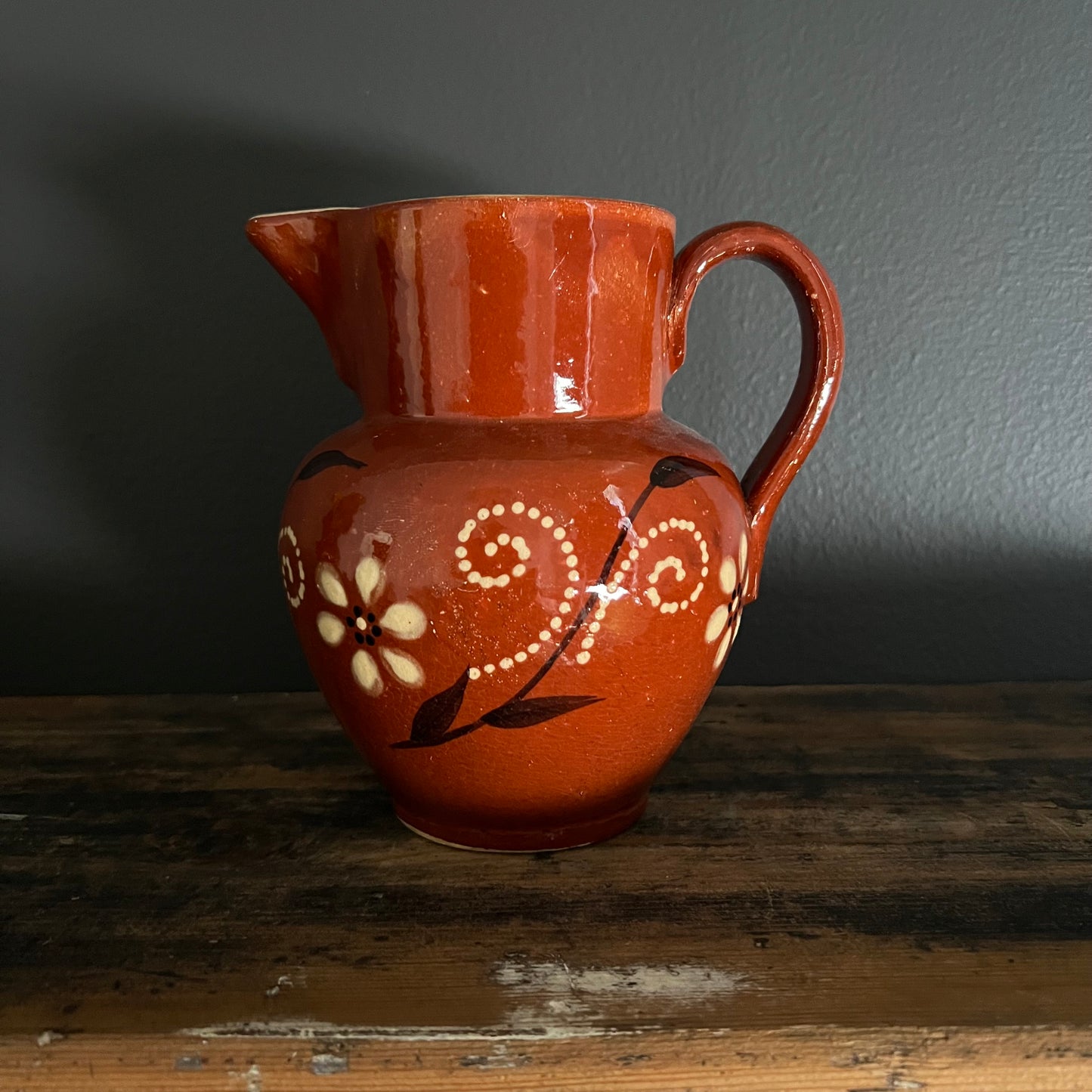 Vintage Hand Painted Pottery Jug Pitcher European #2