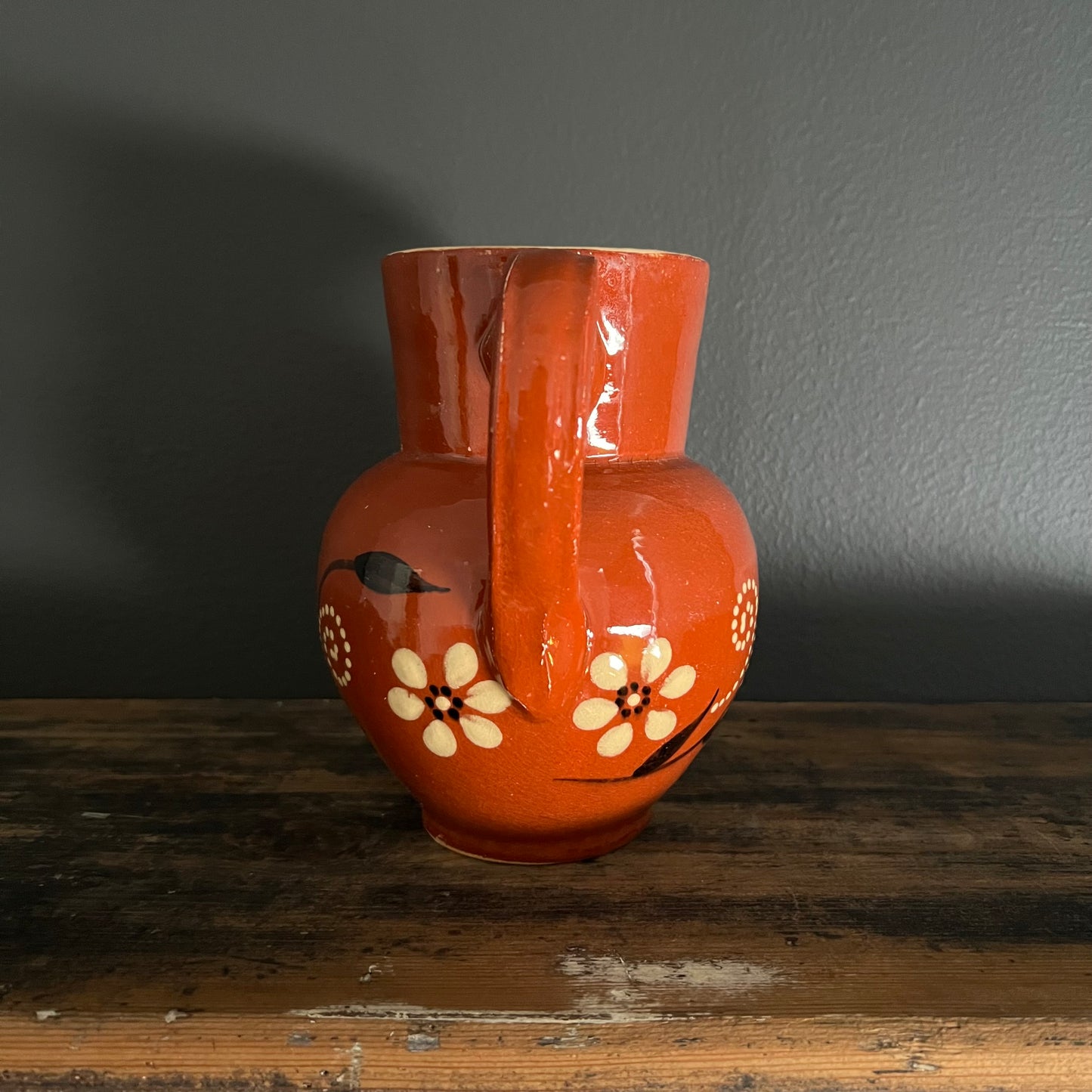 Vintage Hand Painted Pottery Jug Pitcher European #3