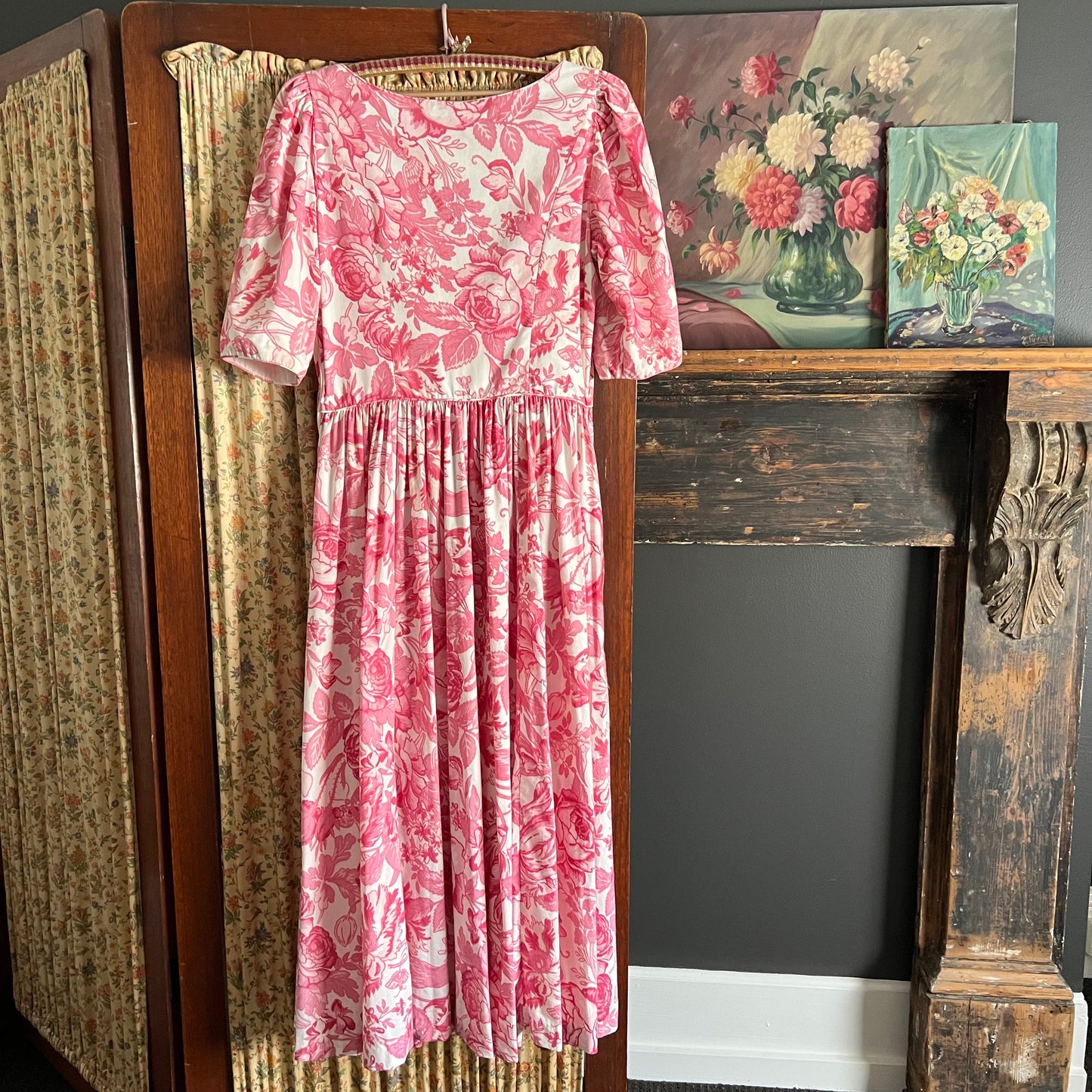 Vintage Laura Ashley Long Dress Birds, Blooms & Butterflies Size 10/12