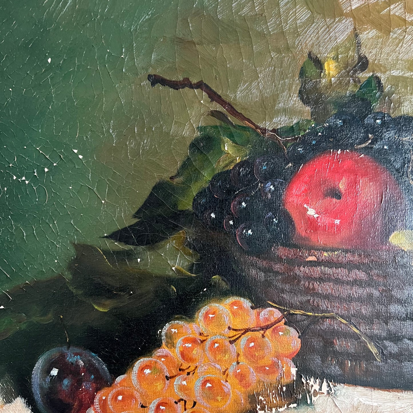 Vintage Oil Painting Still Life Fruit Bowl Italy