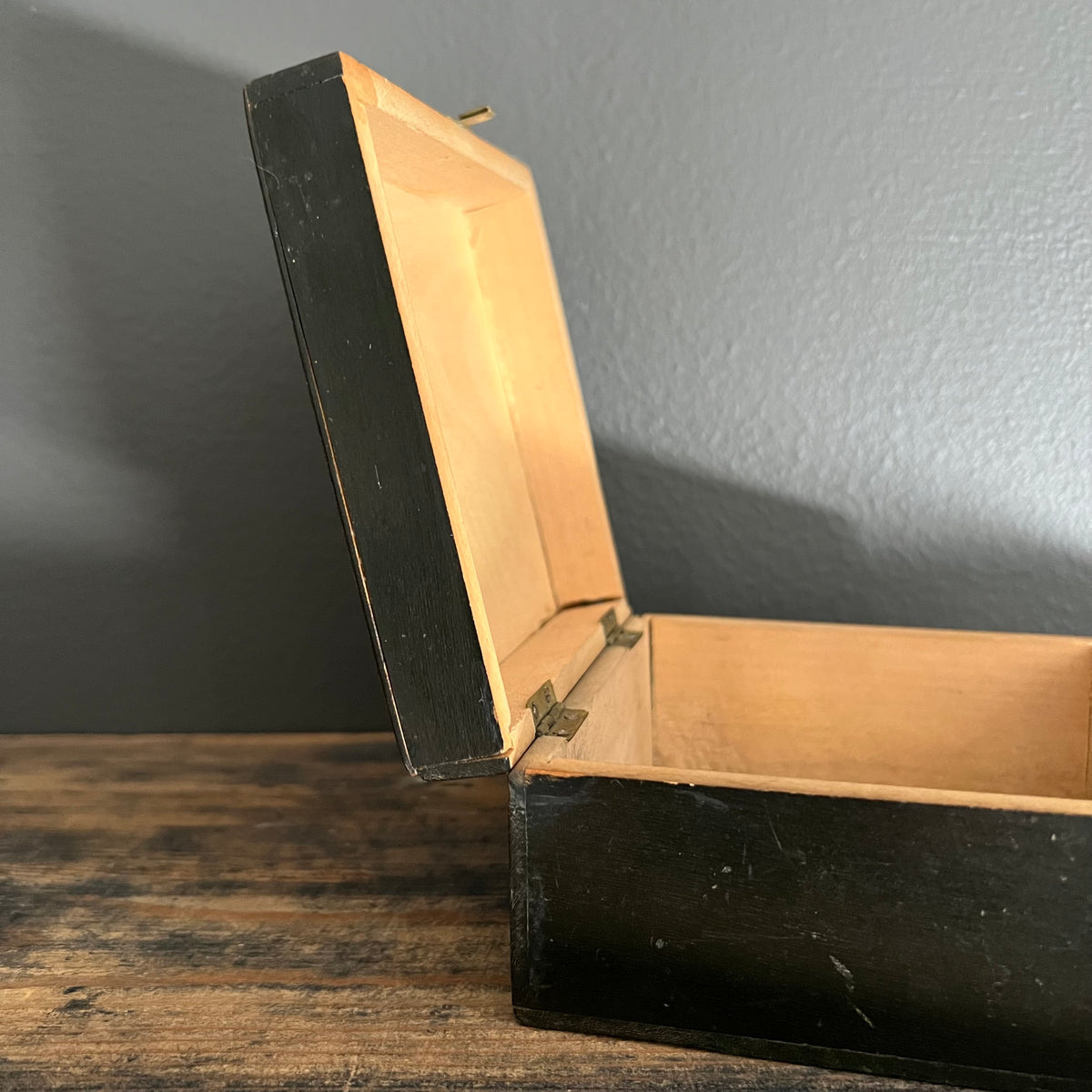 Antique Handmade Timber Box with Picture of Boy