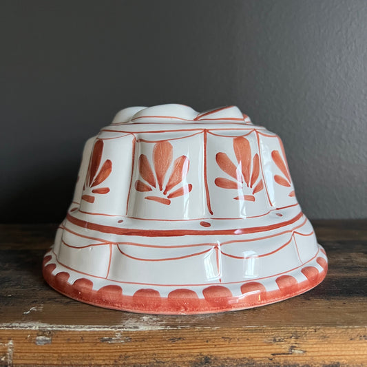 Vintage Ceramic Hand Painted Jelly Dessert Mould Made by Bassano Italy