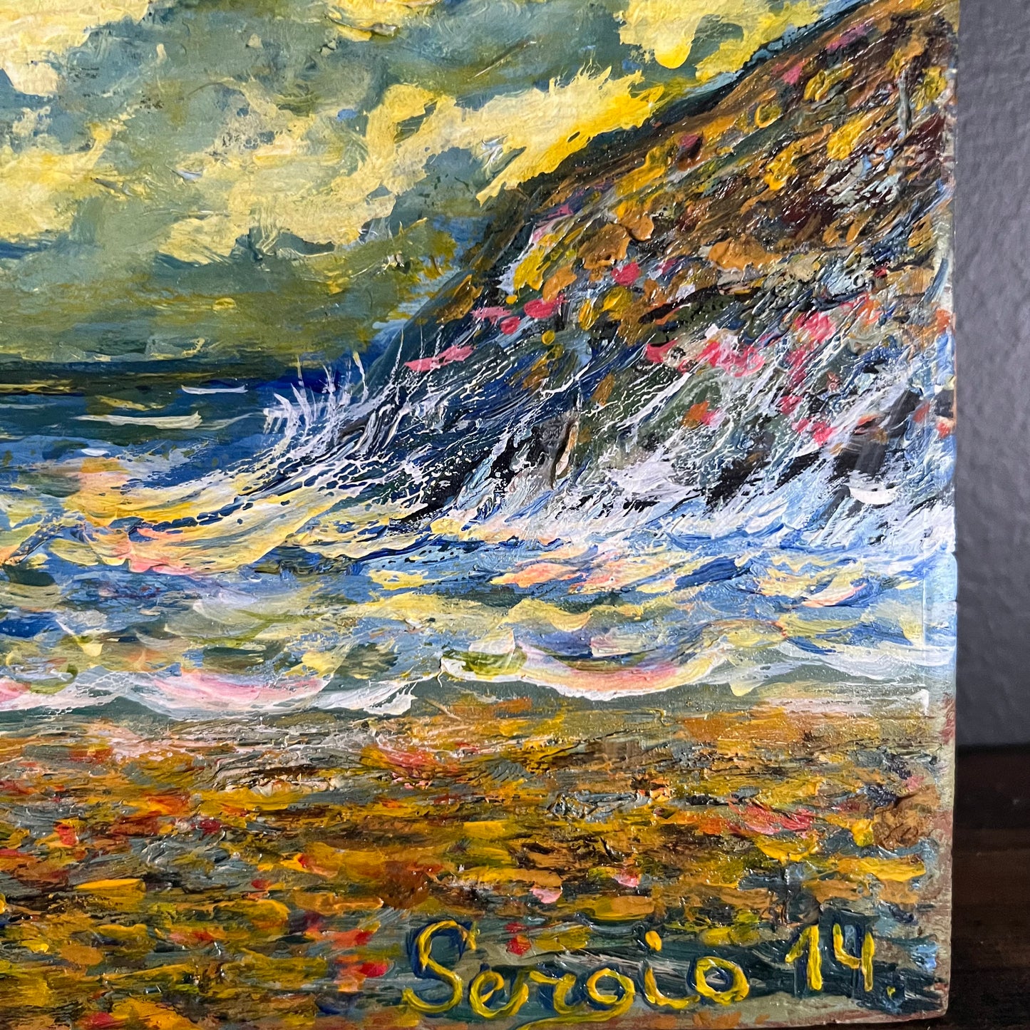 Vintage Painting Impressionist Seascape Sailboat in the Sunshine