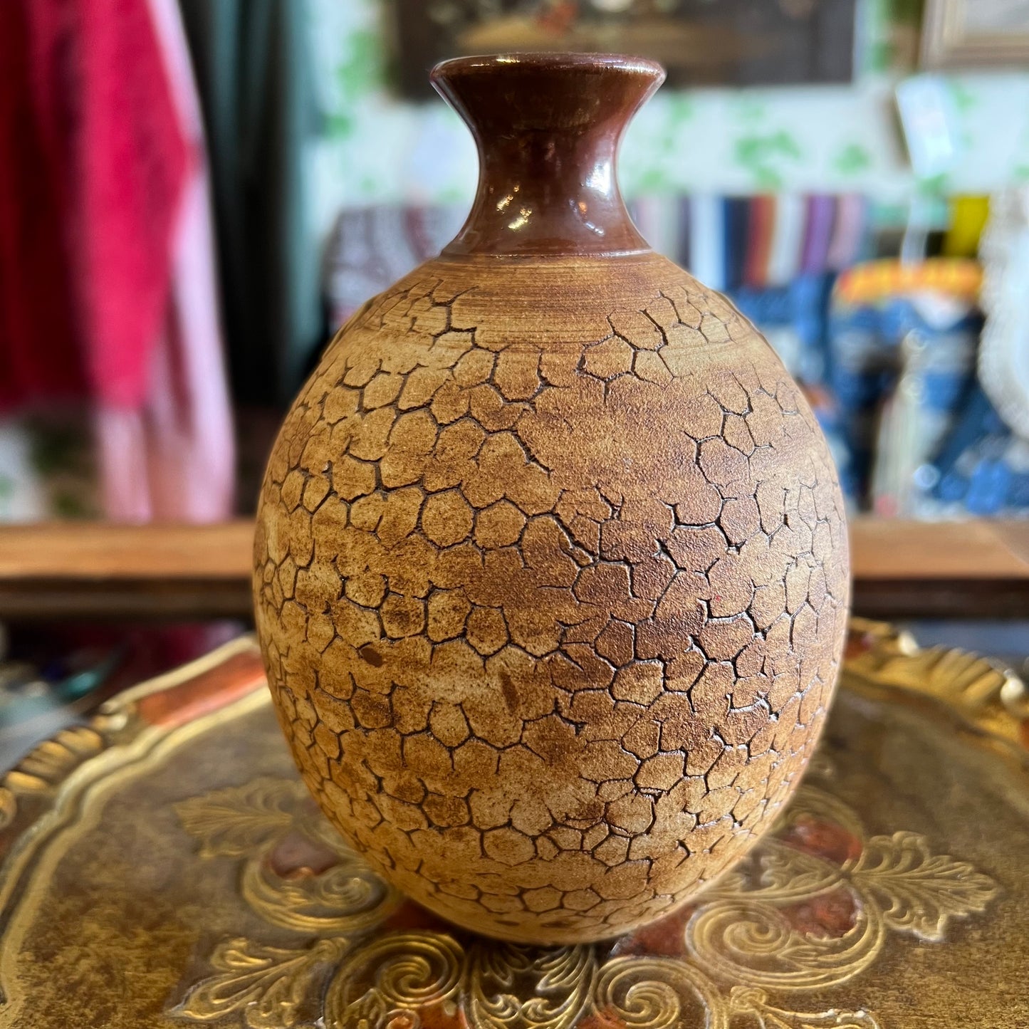 Vintage Wartook Pottery Vase with Gumnuts and Leaves