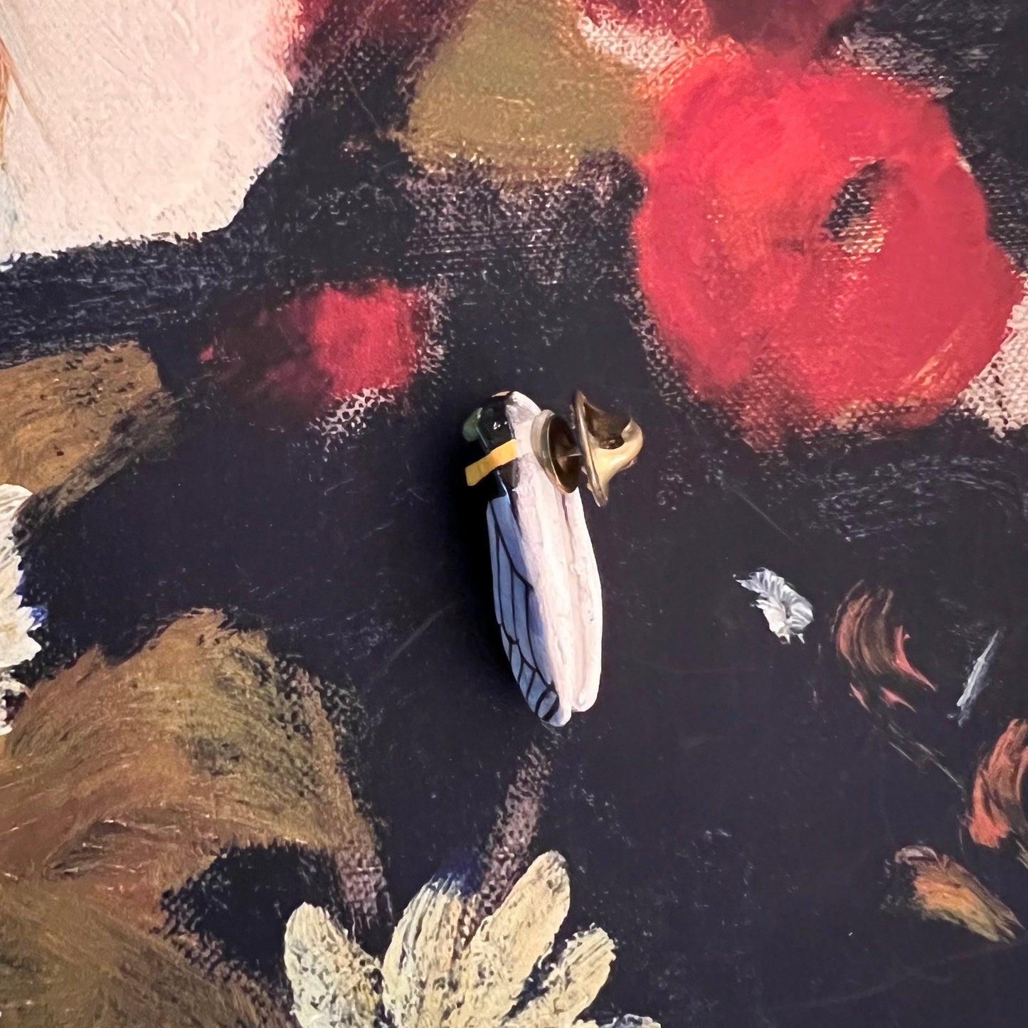 Hand Painted Cicada Pin Brooch France