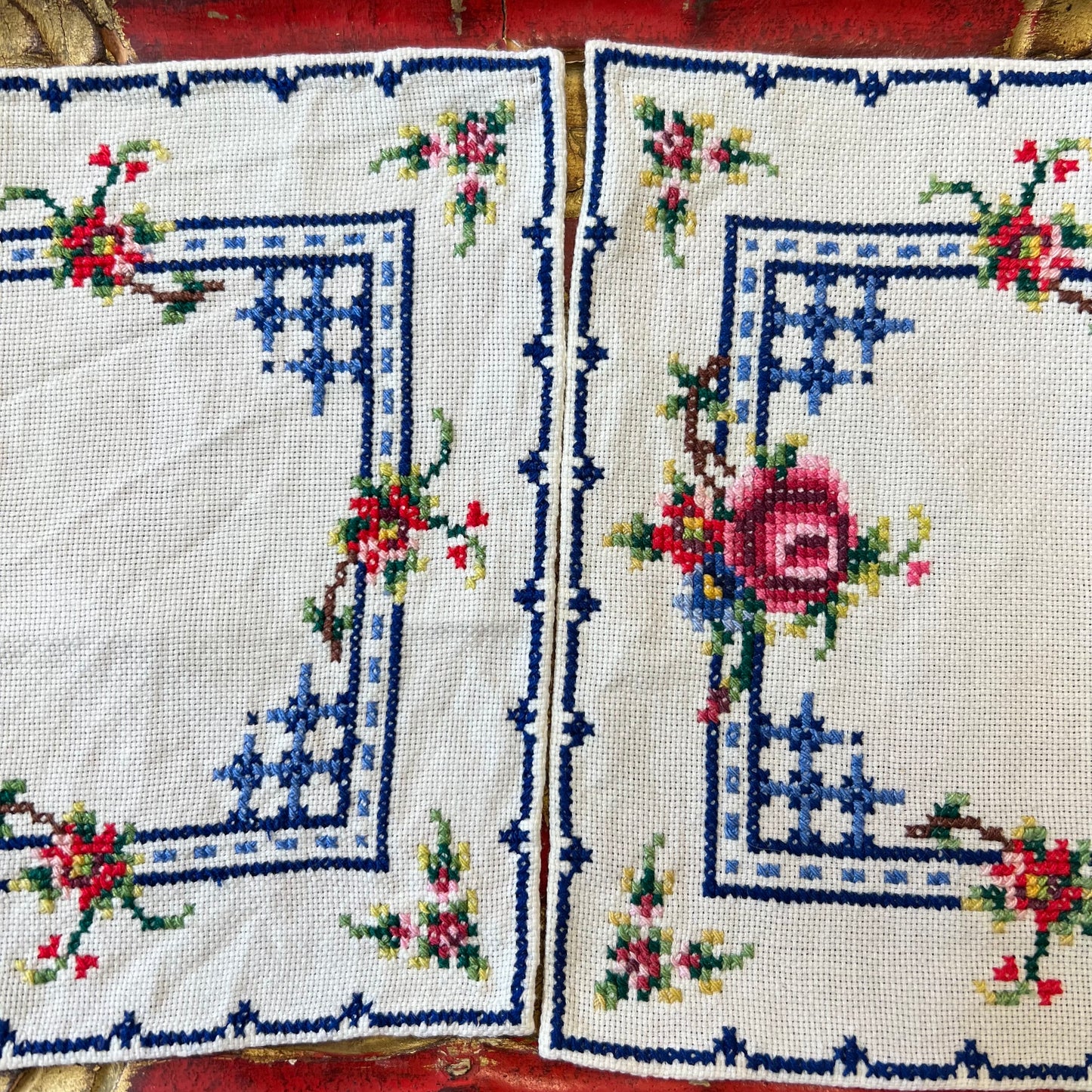 Beautiful Vintage Hand Embroidered Napkins Set 6