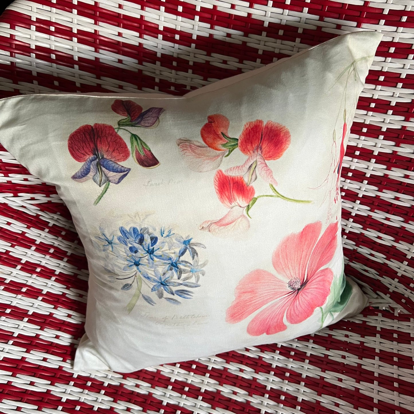 Summer Blooms Cushion Cover~ Sweetpea, Agapanthus, Fuchsia and Geranium