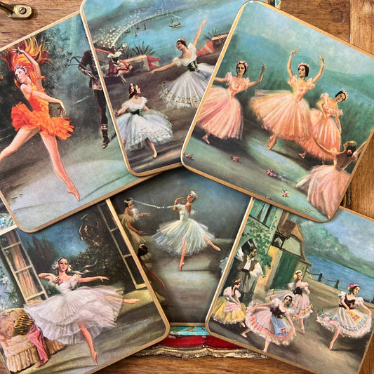 Vintage Ballerina Placemats Set 6 Original Box Win-El-Ware Great Britain