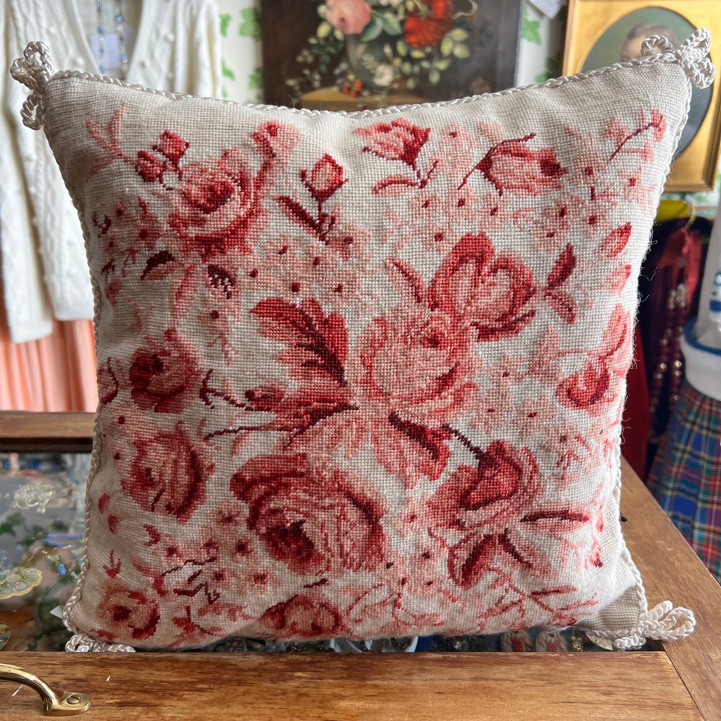Beautiful Roses Wool Tapestry & Velvet Cushion
