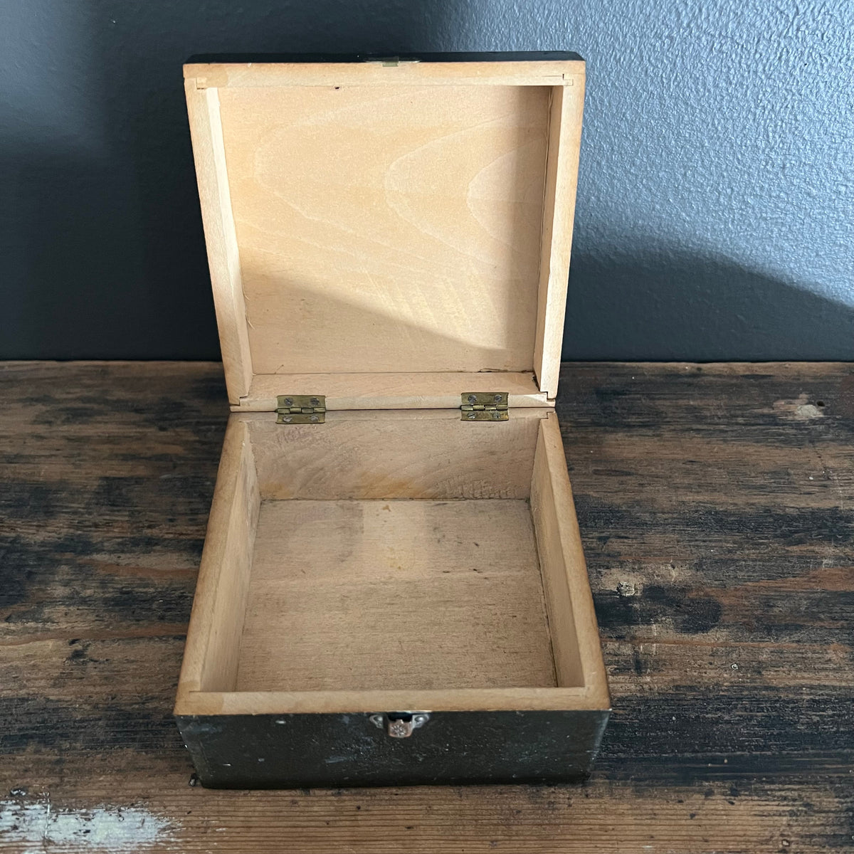 Antique Handmade Timber Box with Picture of Boy