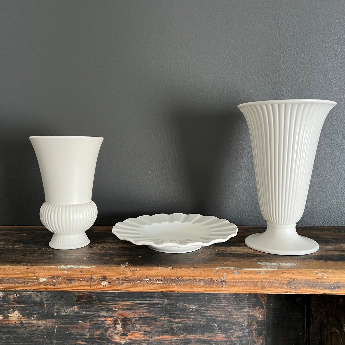 Vintage Wedgwood Moonstone Esturia & Barlaston Fluted Vase